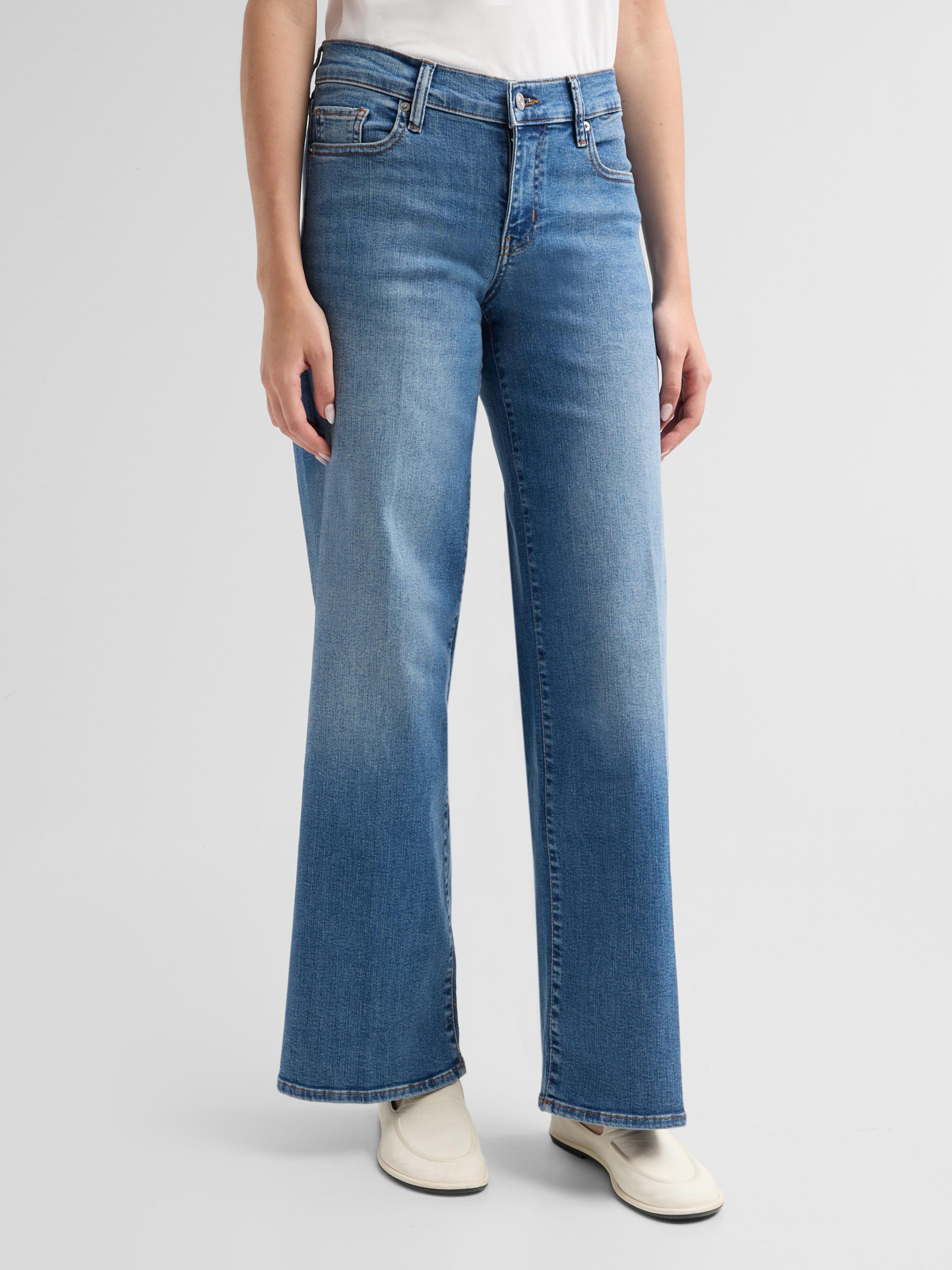 Le Slim Stretch-Denim Low-Rise Wide-Leg Jeans