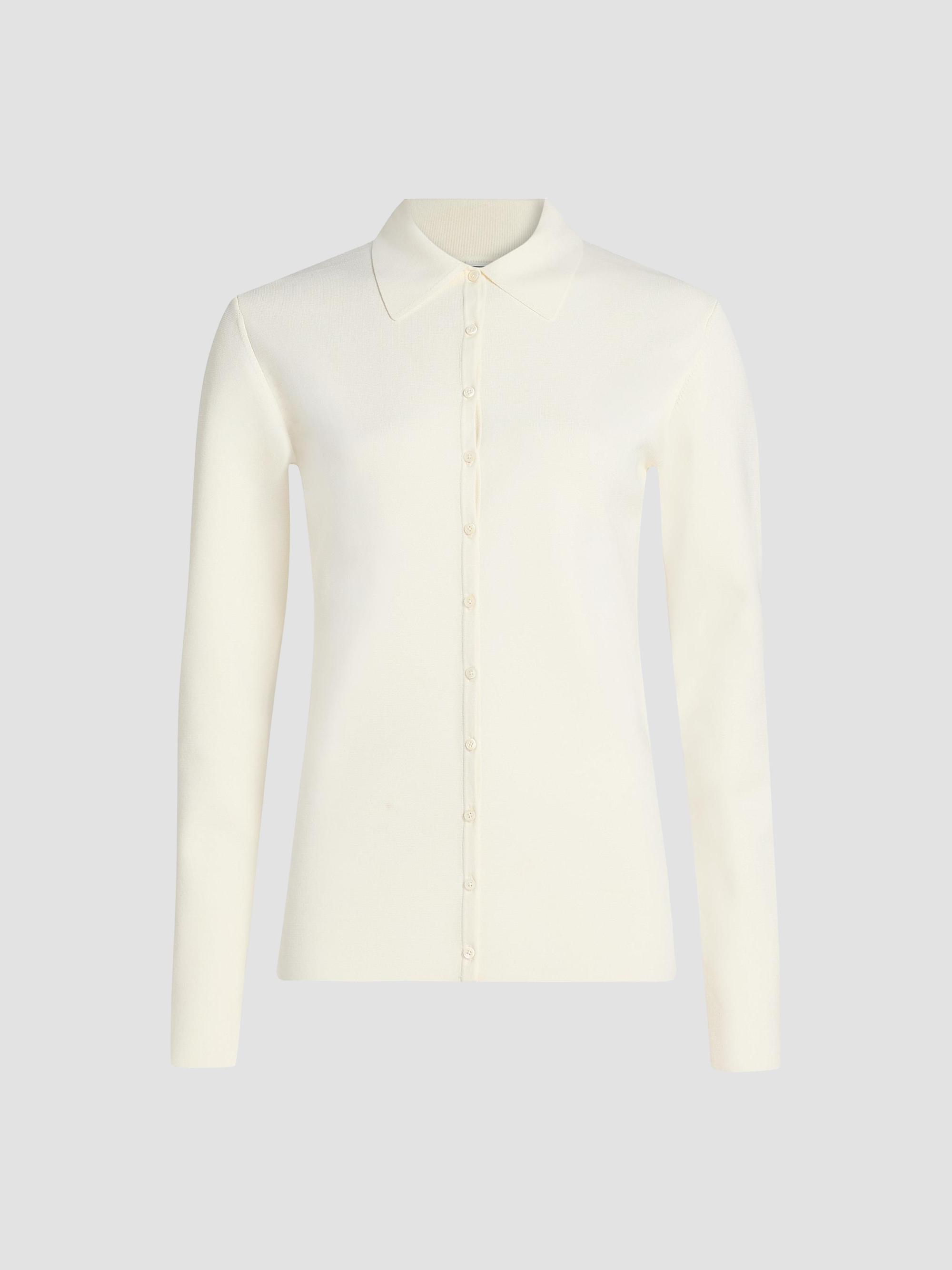 Toteme Women's Compact Knit Buttoned Top - White | Thumbnail 8