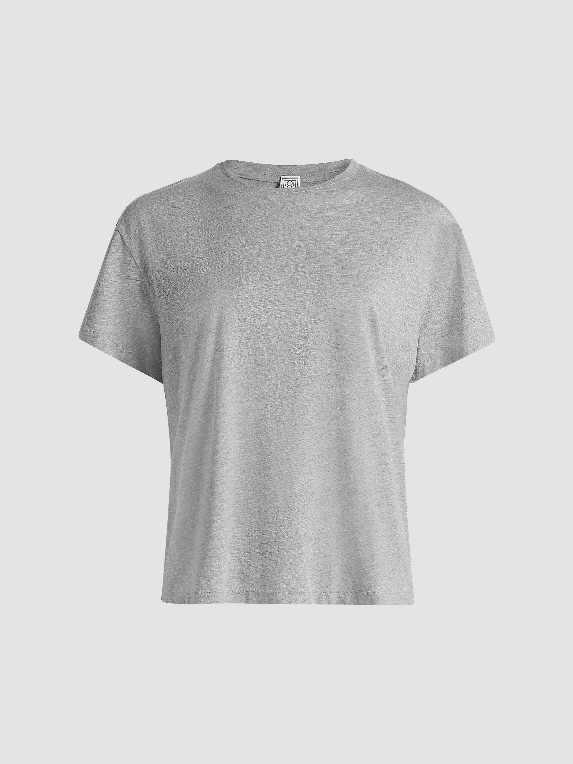 Toteme Women's Cotton-Blend Classic T-Shirt - Mid Grey Melange | Thumbnail 8