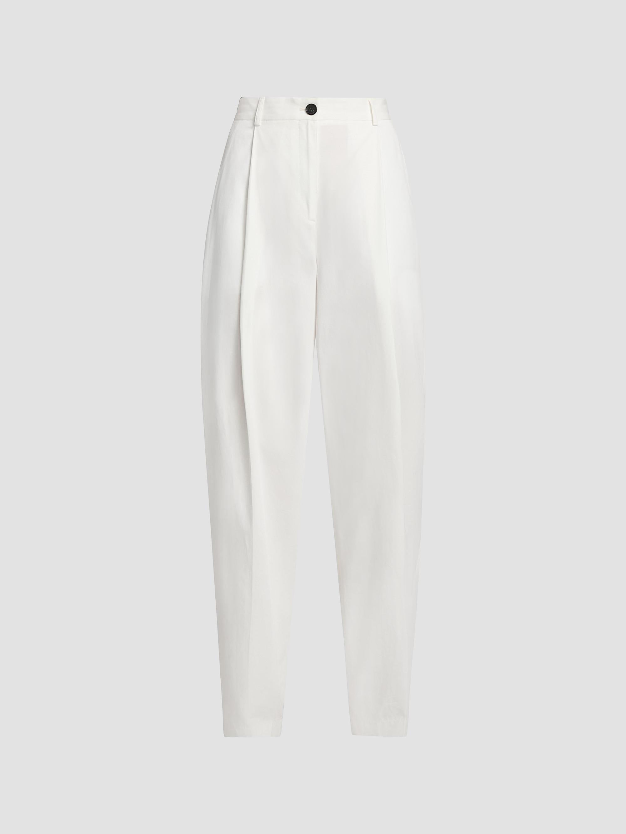 Toteme Women's Single Pleat Cotton Trousers - White | Thumbnail 8