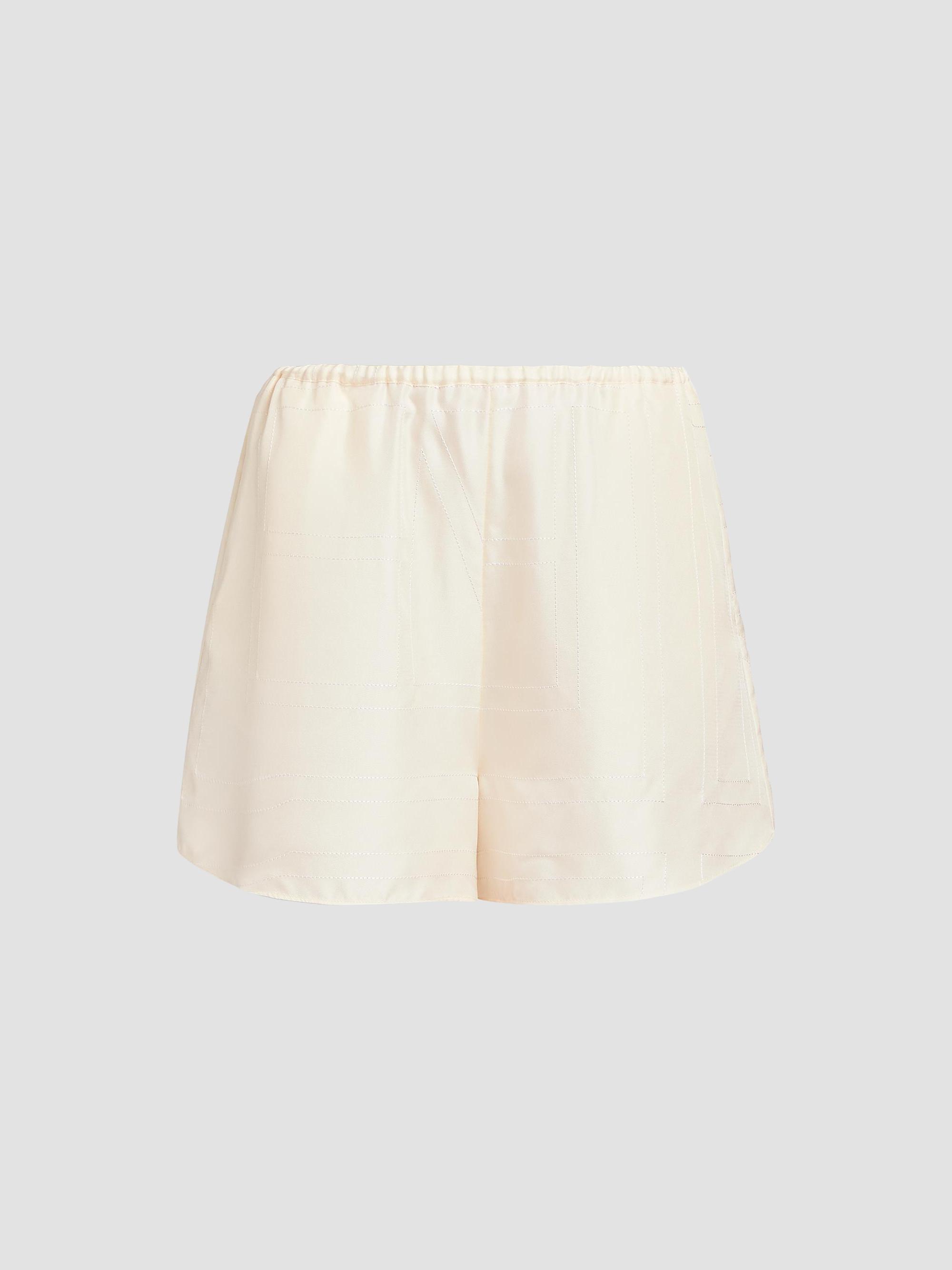 Toteme Women's Monogram Silk Pajama Shorts - Cream | Thumbnail 8