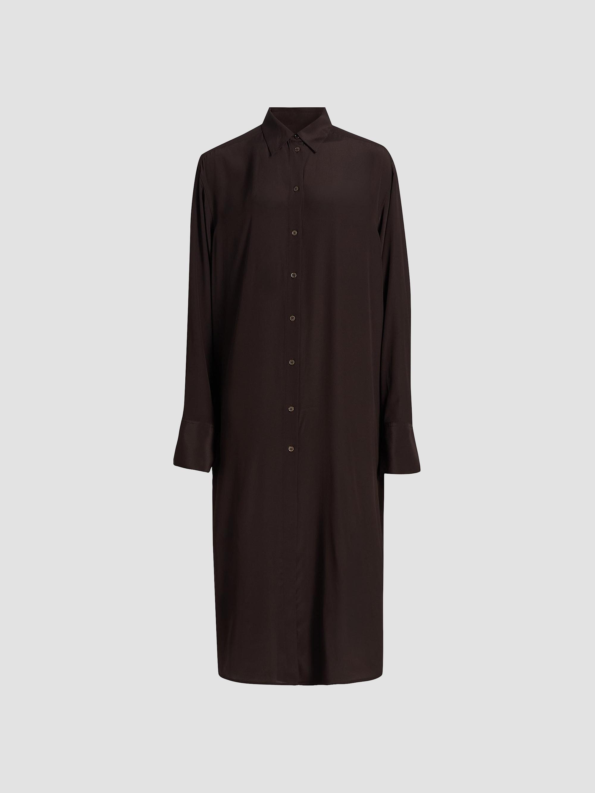 Toteme Women's Silk Midi Shirtdress - Brown | Thumbnail 8