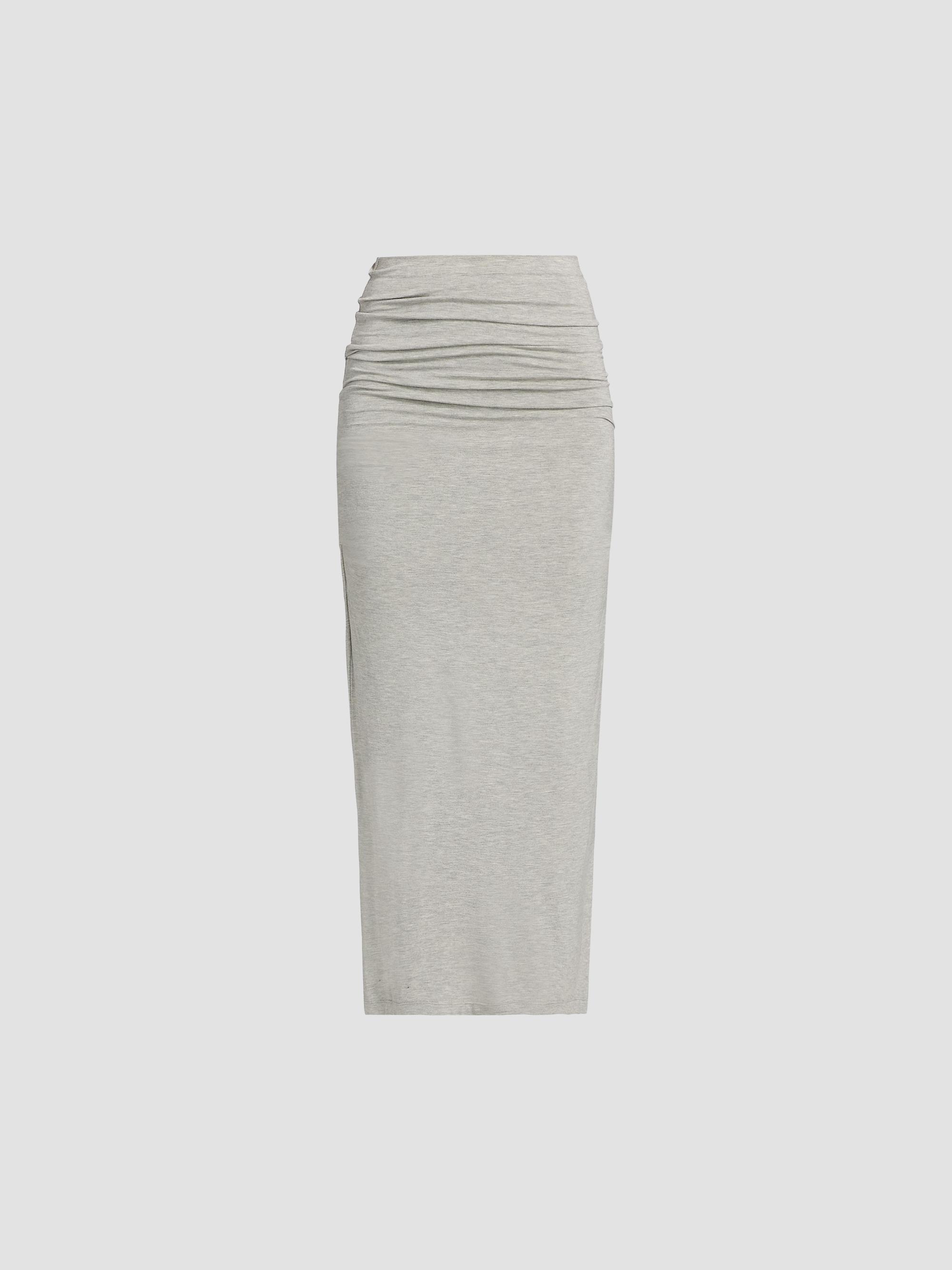 Toteme Women's Draped Jersey Midi Skirt - Pale Grey | Thumbnail 8