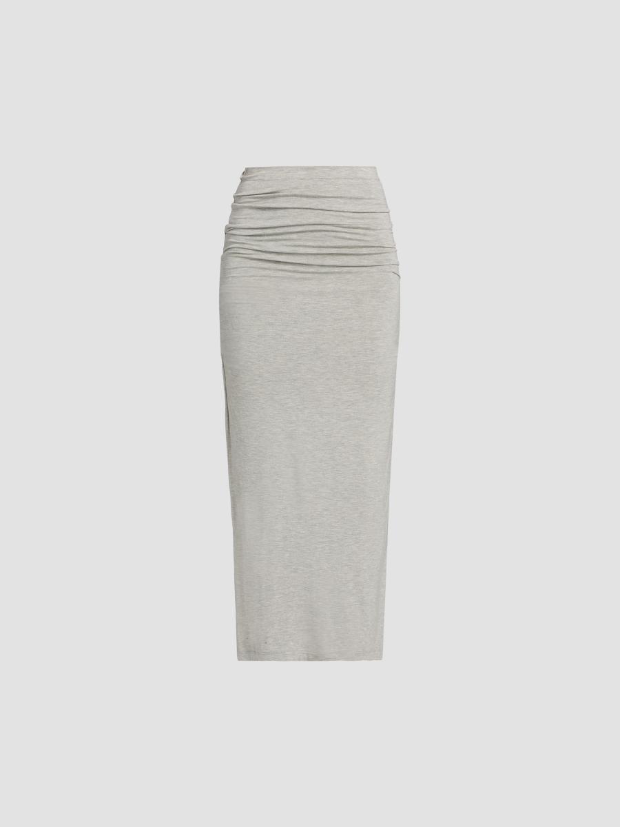 Totême Women's Draped Jersey Midi Skirt In Gray