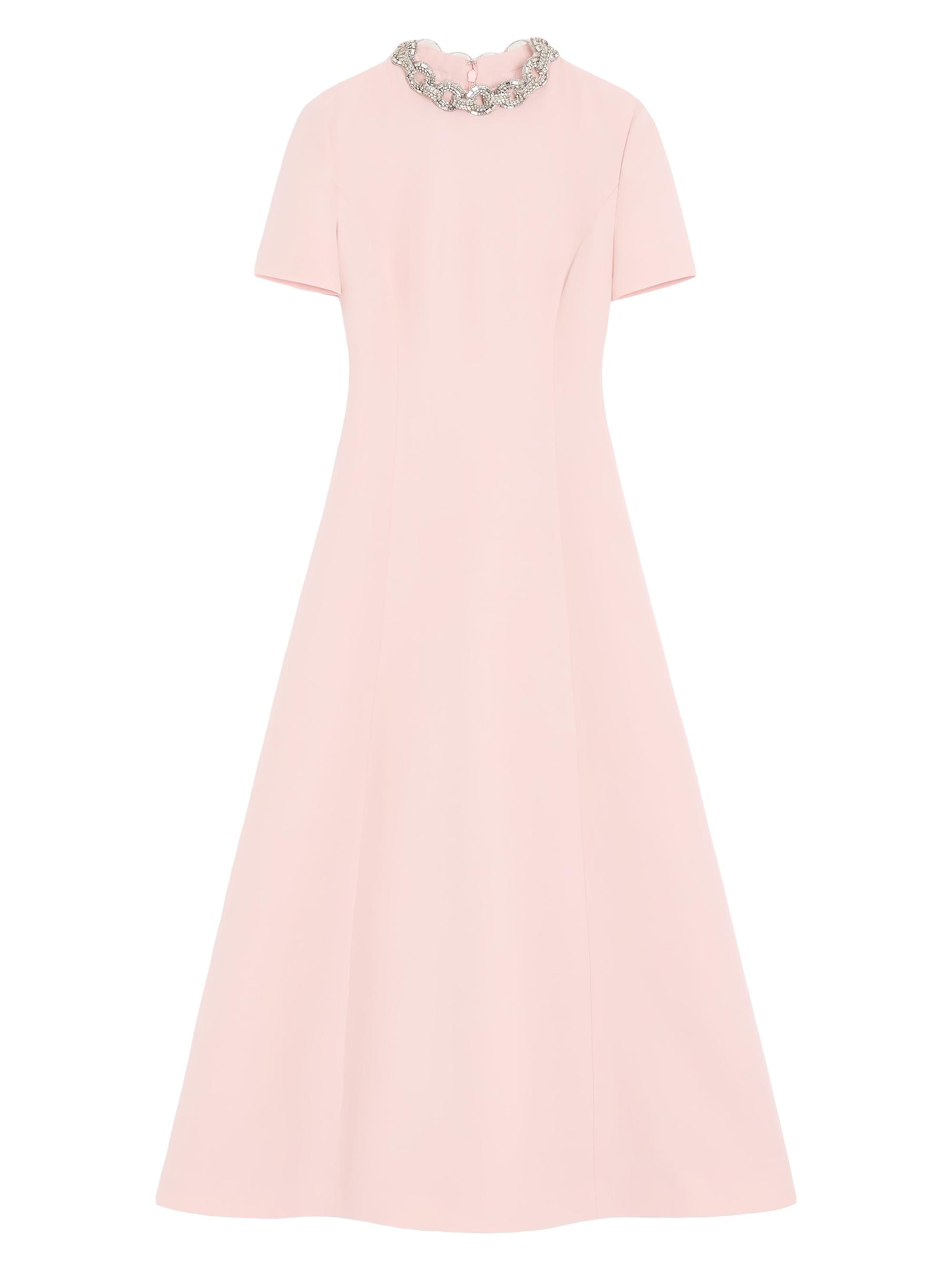 Valentino Garavani Women's Crepe Couture Embroidered Midi Dress - Pink Silver