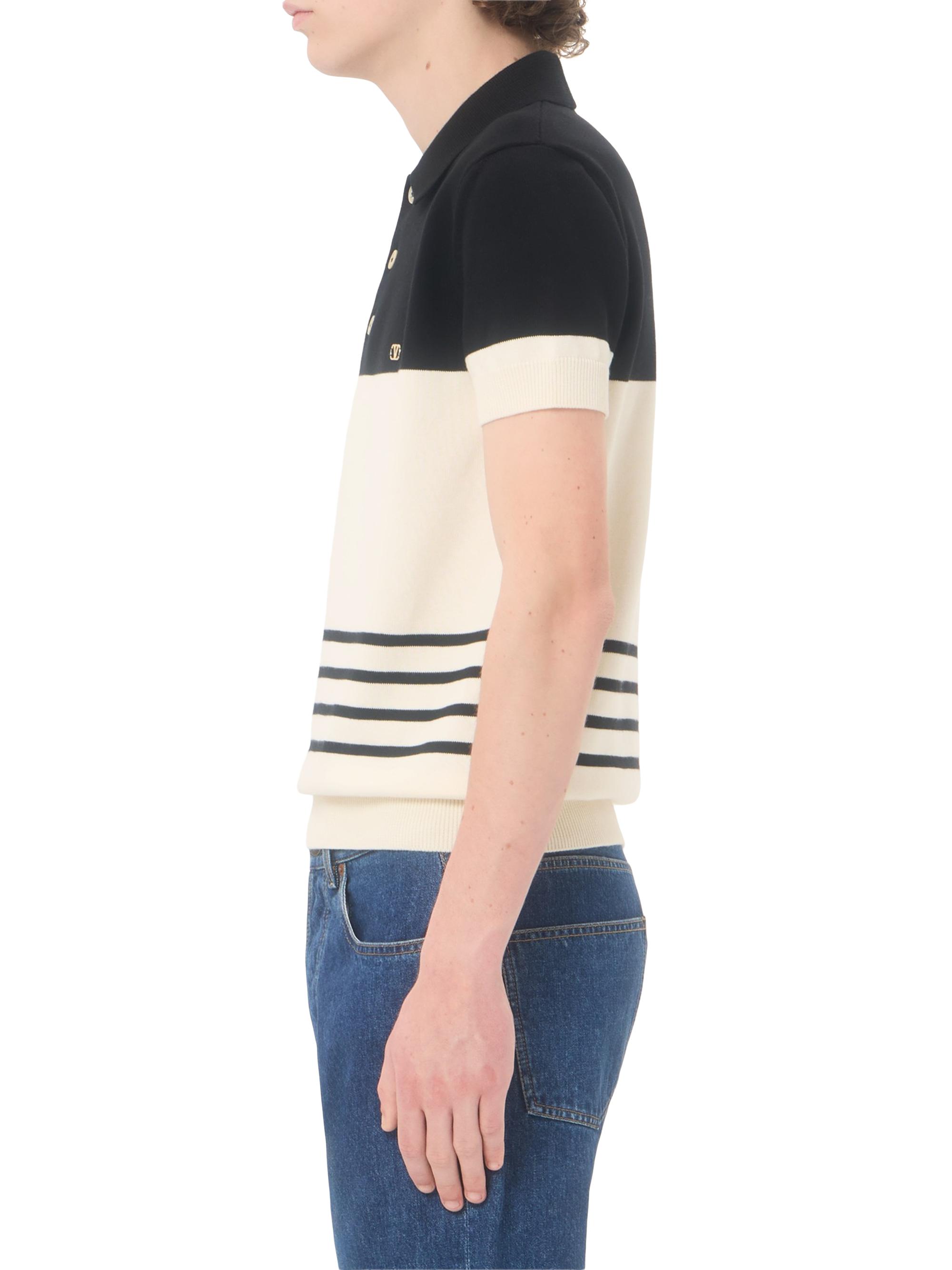 Valentino Garavani Men's Wool Polo Shirt with VLogo - Butter Black | Thumbnail 4