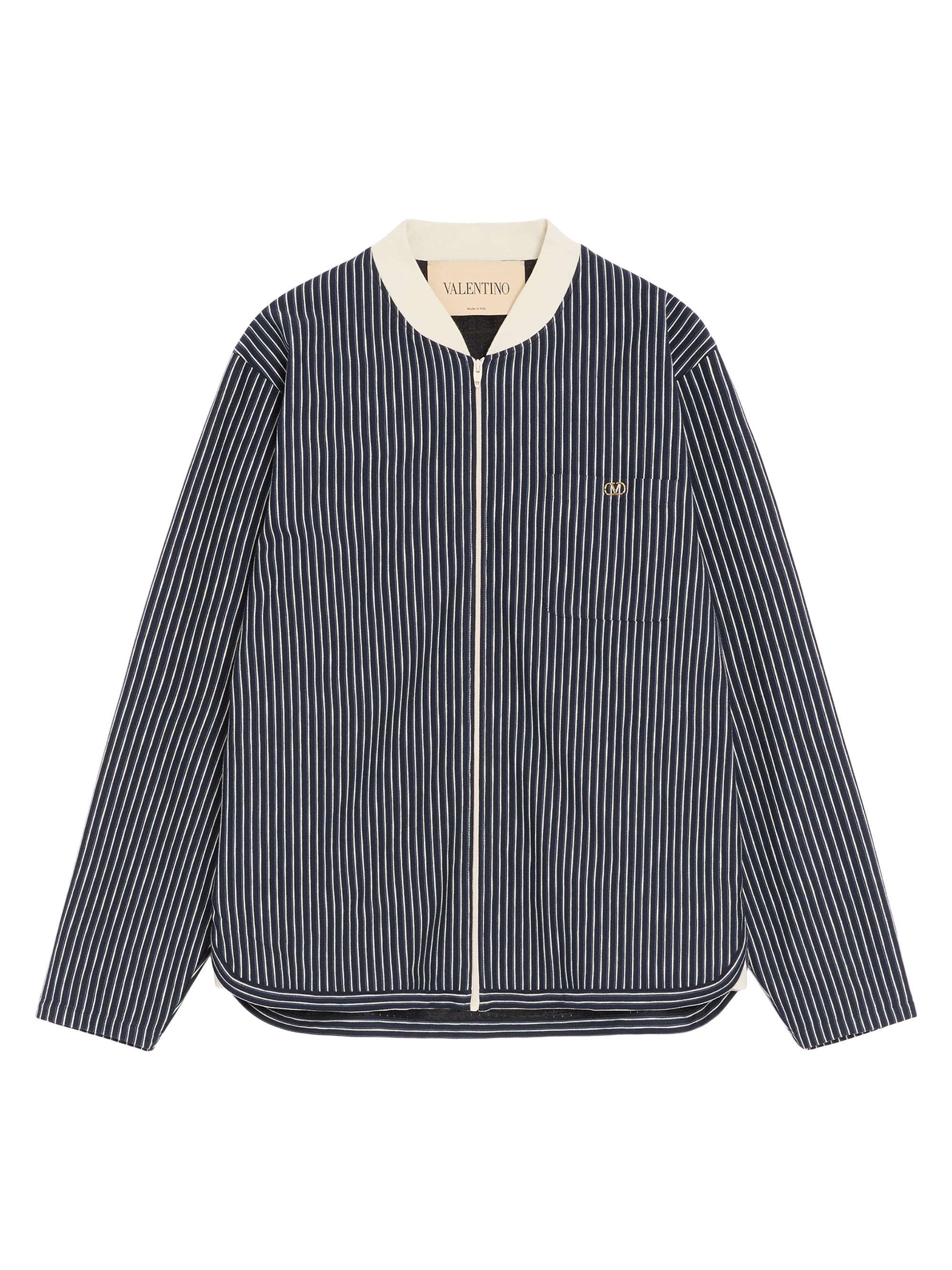Valentino Garavani Men's Viscose Sweatshirt with Striped Vlogo - Navy Butter | Thumbnail 8