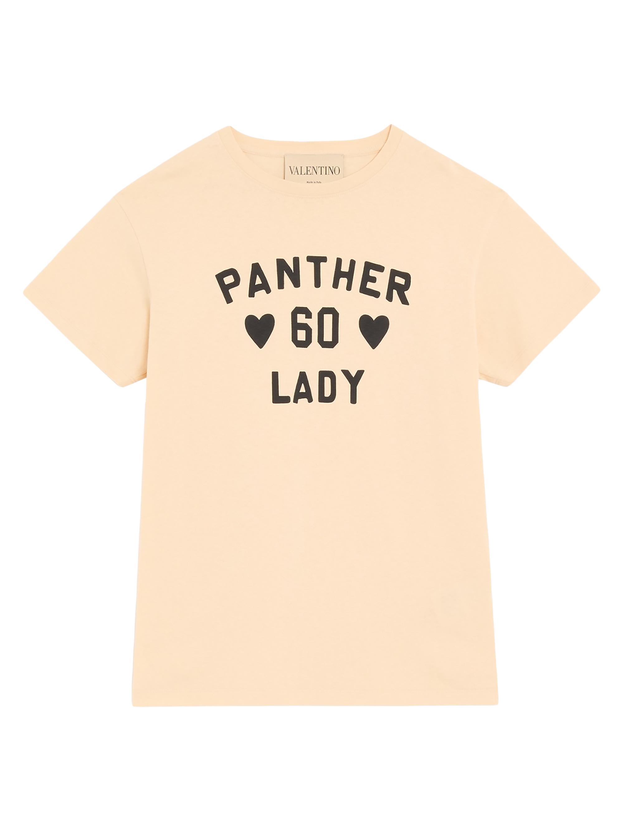 Valentino Garavani Women's Cotton Jersey T-Shirt with Panther Lady Print - Birch Black