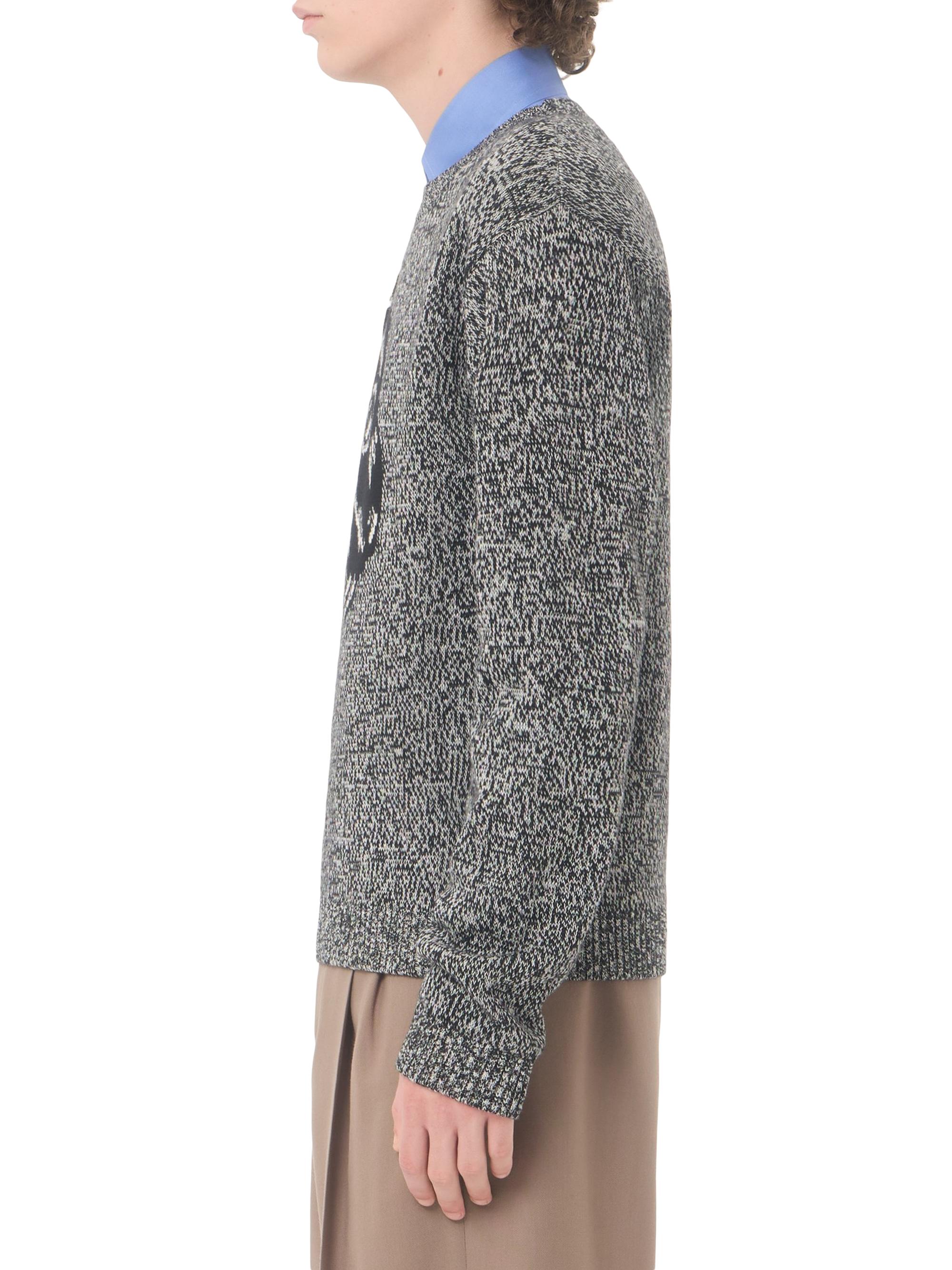 Valentino Garavani Men's Cotton and Mouliné Wool Sweater with Panther Jacquard -  Black | Thumbnail 4