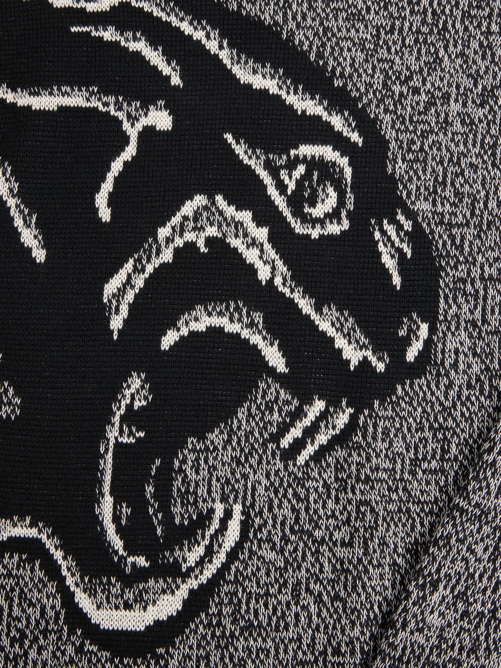Valentino Garavani Men's Cotton and Mouliné Wool Sweater with Panther Jacquard -  Black | Thumbnail 7