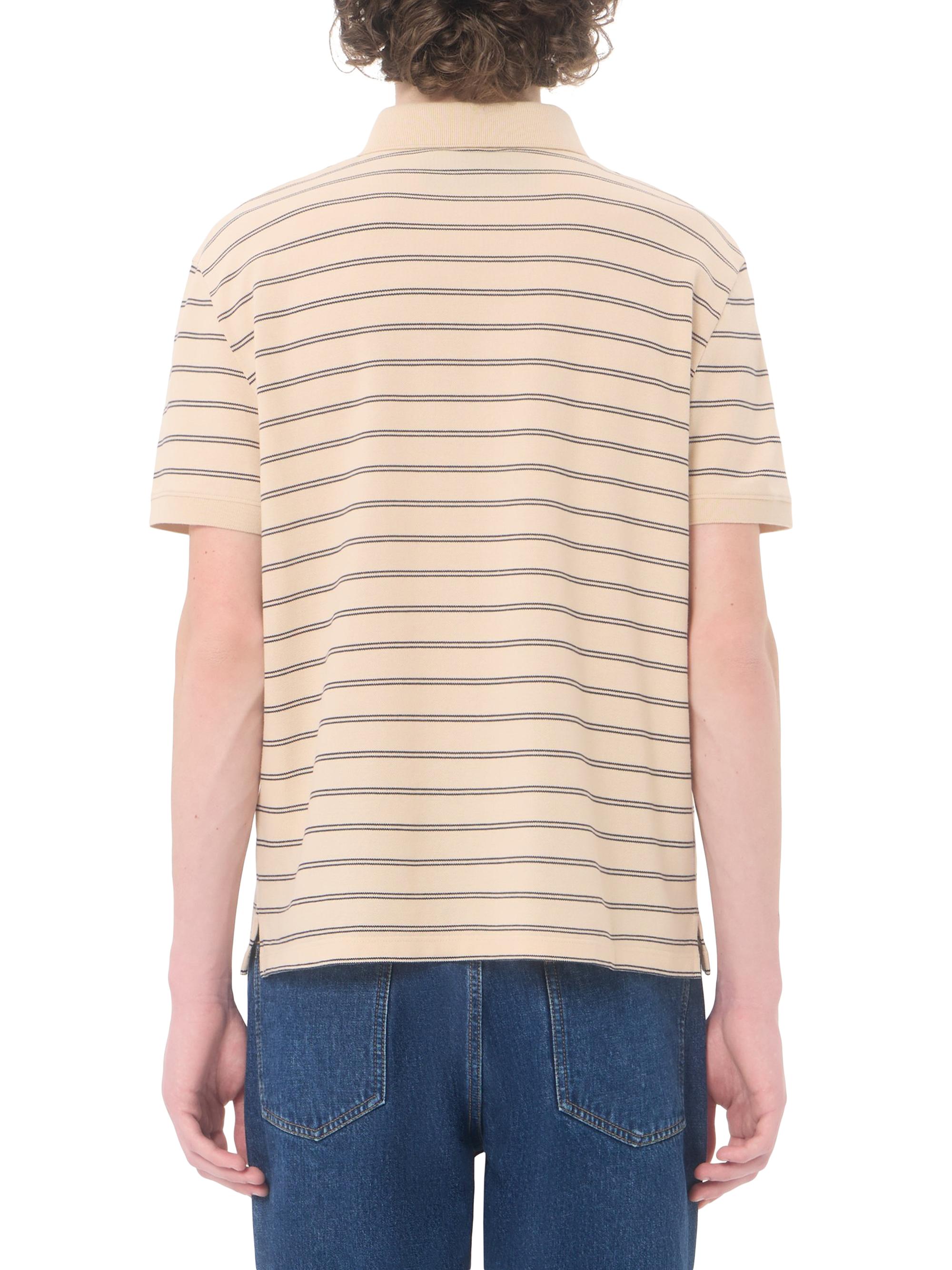 Valentino Garavani Men's Cotton Piqué Polo Shirt with VGold Stripes - Beige Navy | Thumbnail 5