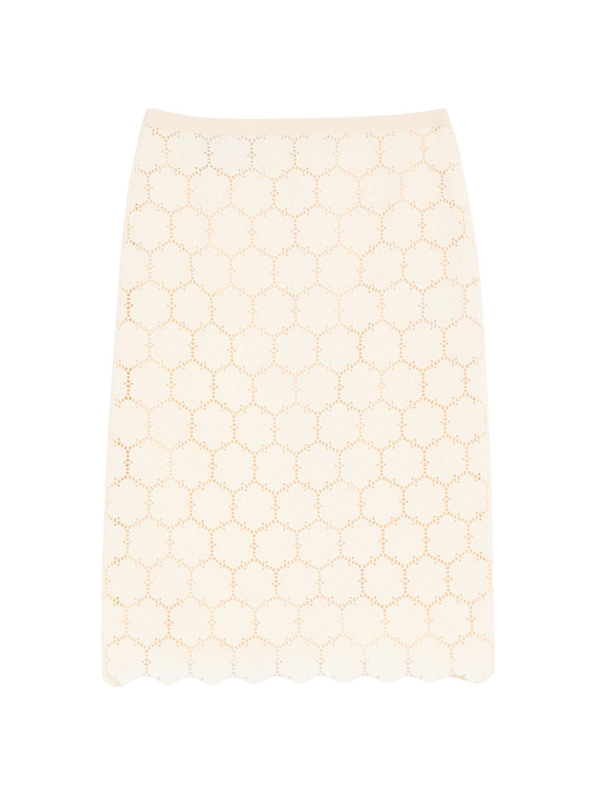 Valentino Garavani Women's Cotton Skirt with Fleur Jour - Latte