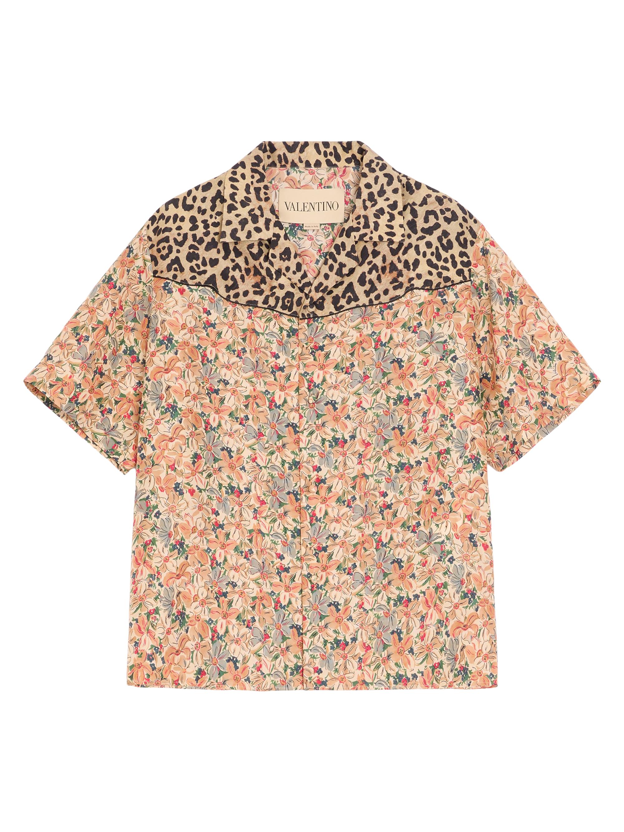 Valentino Garavani Men's Bowling Shirt in Silk Poplin and Papier Floral Prints - Women's Clothing
