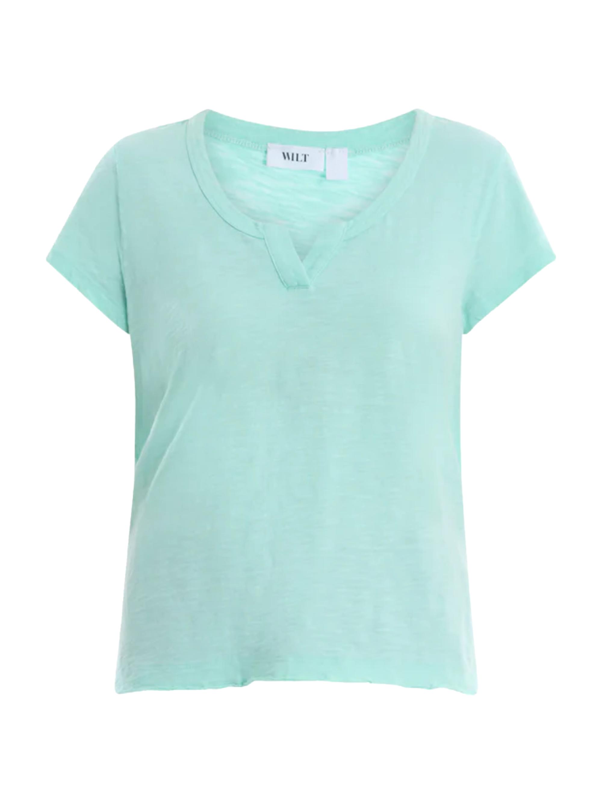 Wilt Women's Short Sleeve Placket High-Low T-Shirt - White