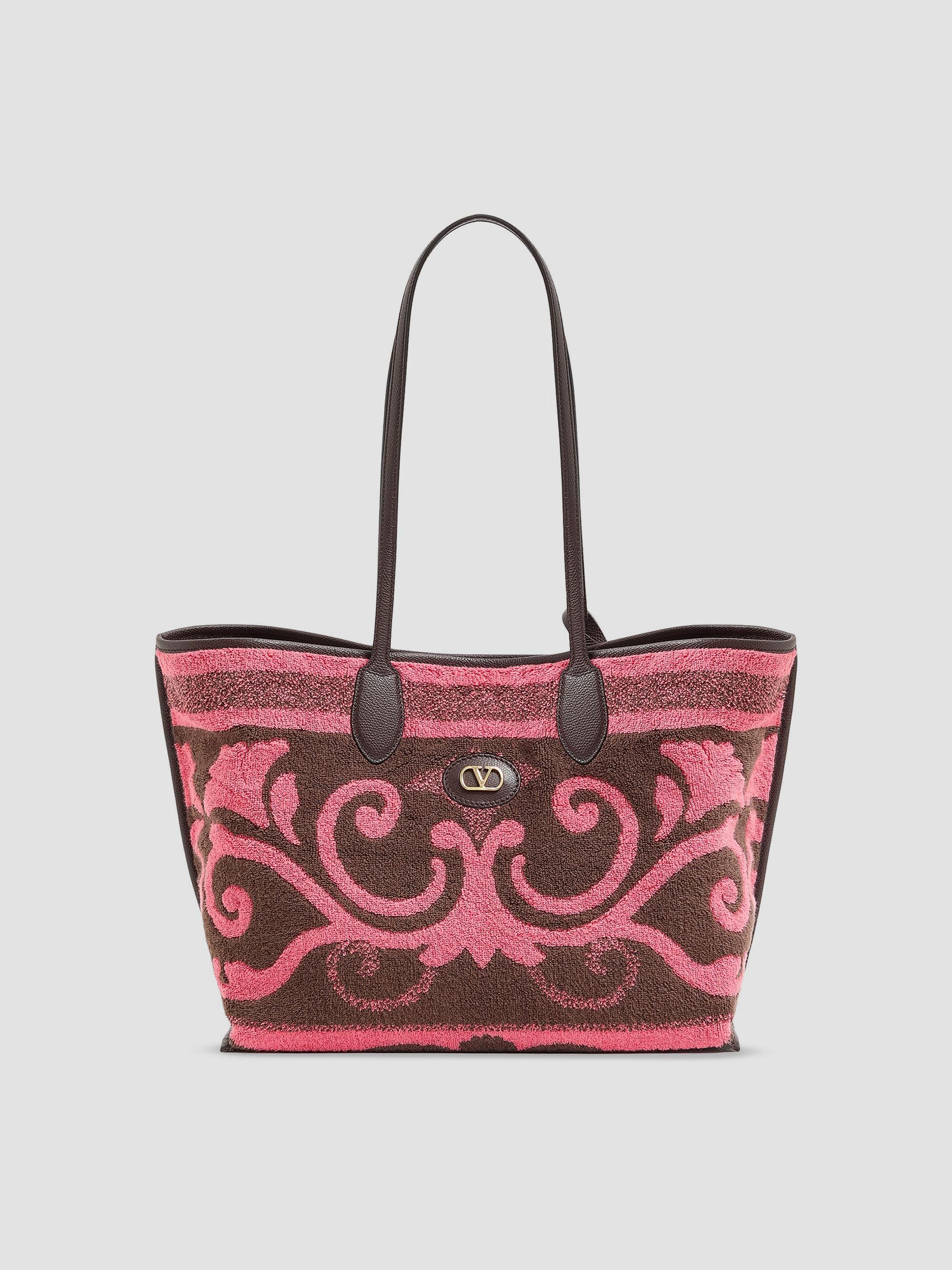 Valentino Garavani Women's Tote Bag in Terry Cloth - Coral Chocolate | Thumbnail 6