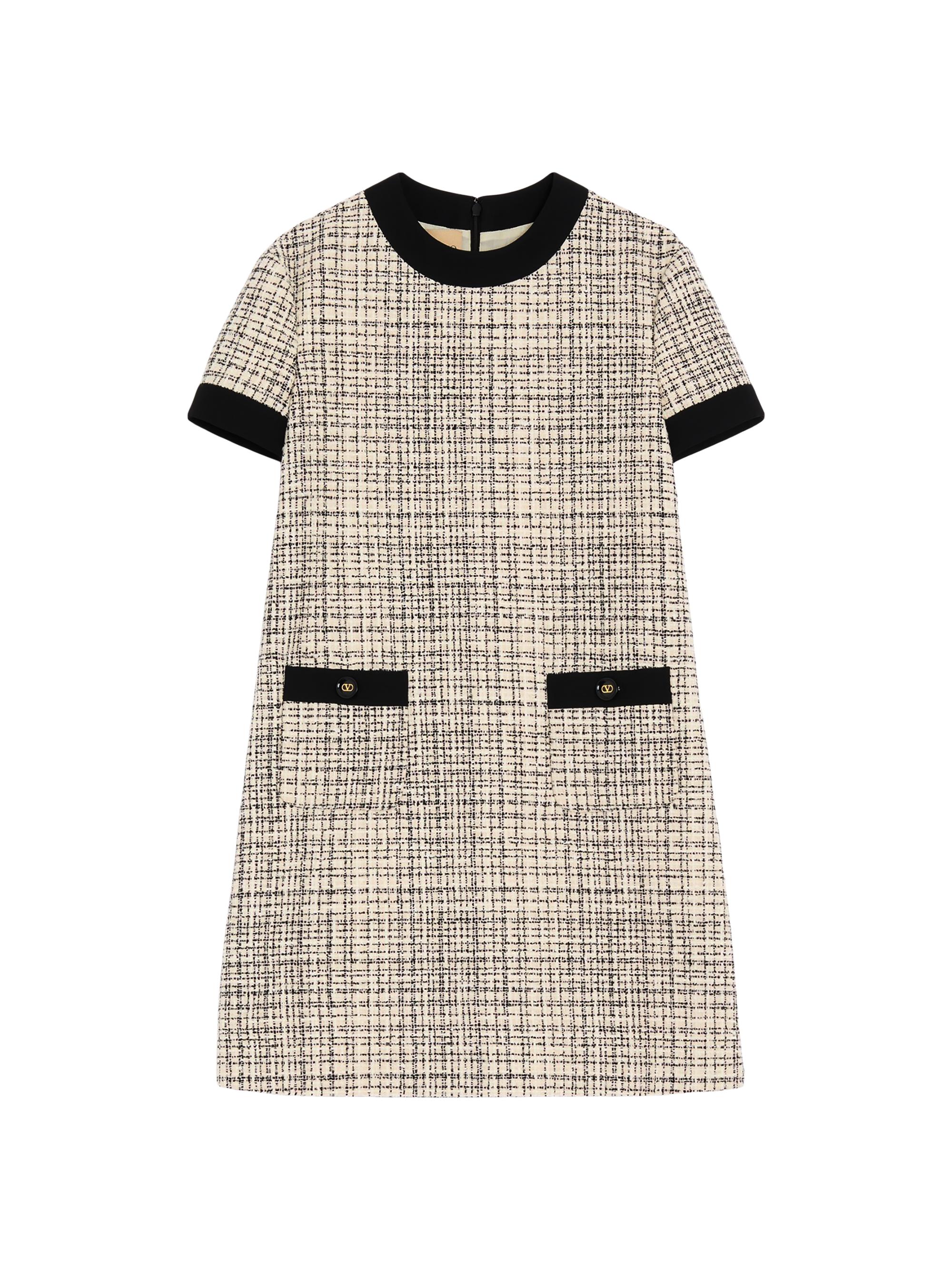 Valentino Garavani Women's Short Dress in Square Tweed - Vanilla Black
