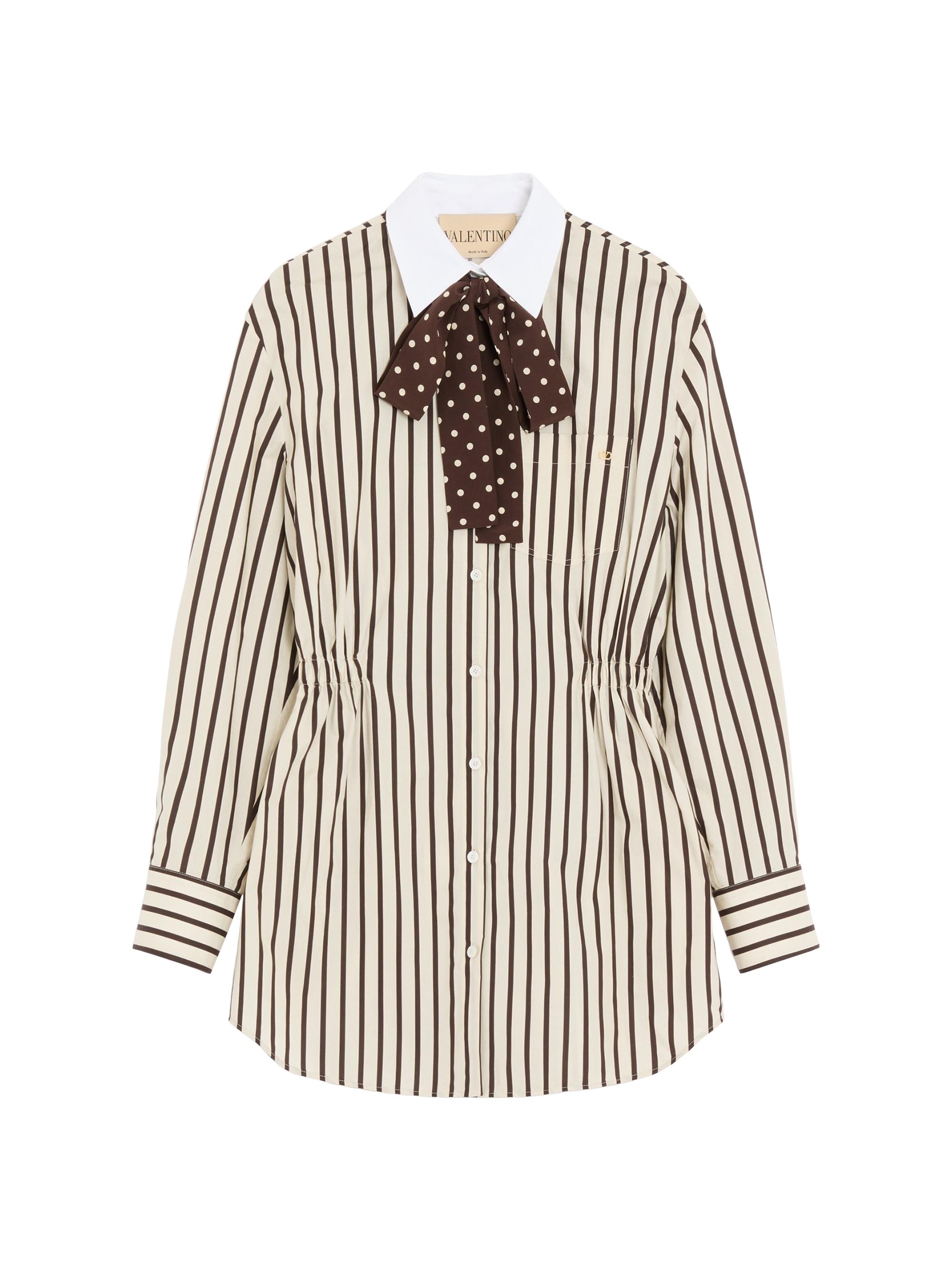 Valentino Garavani Women's Midi Dress in Printed Striped Poplin -  Chocolate