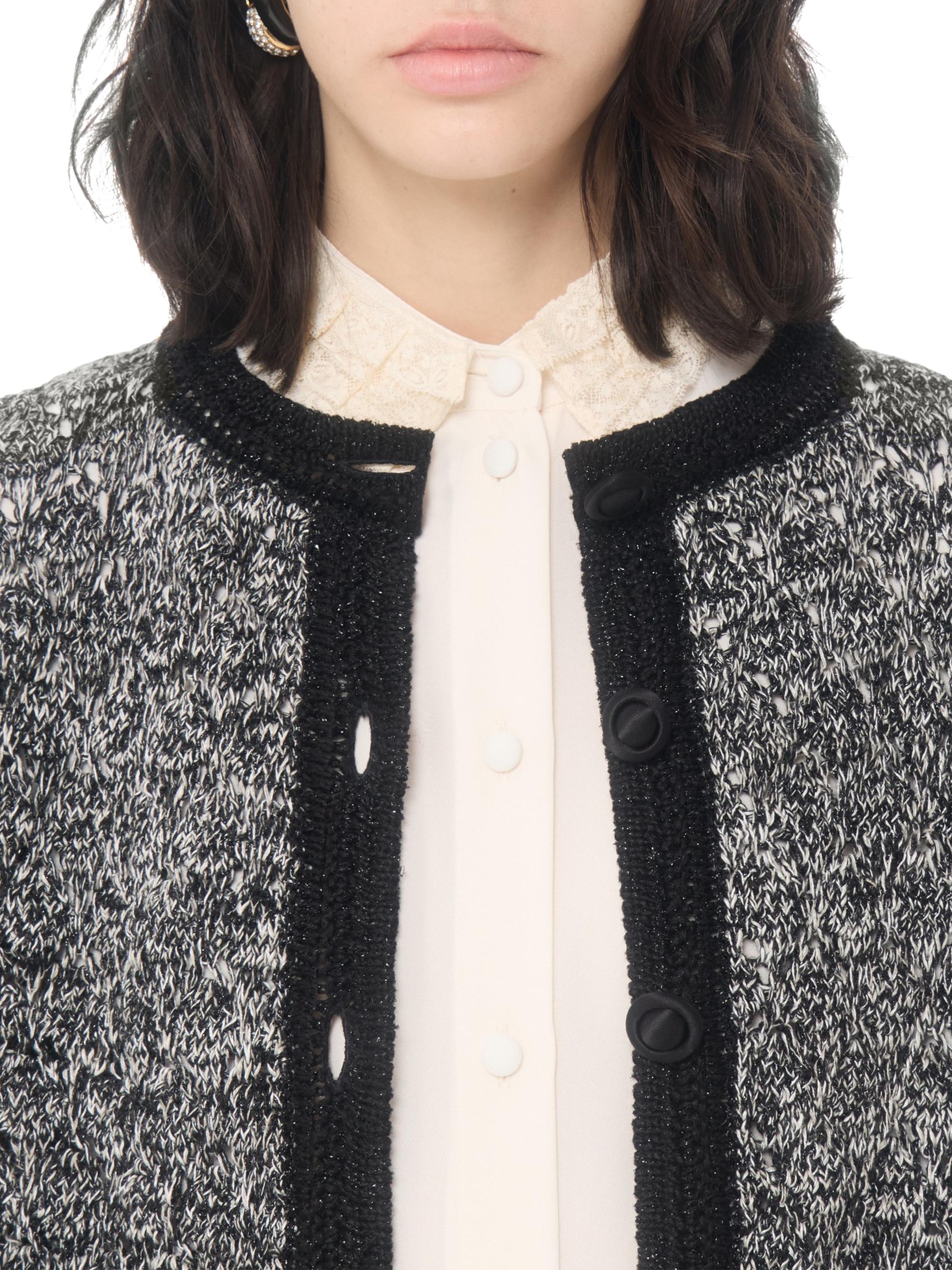 Valentino Garavani Women's Knitted Jacket in Linen and Lurex - Black | Thumbnail 6