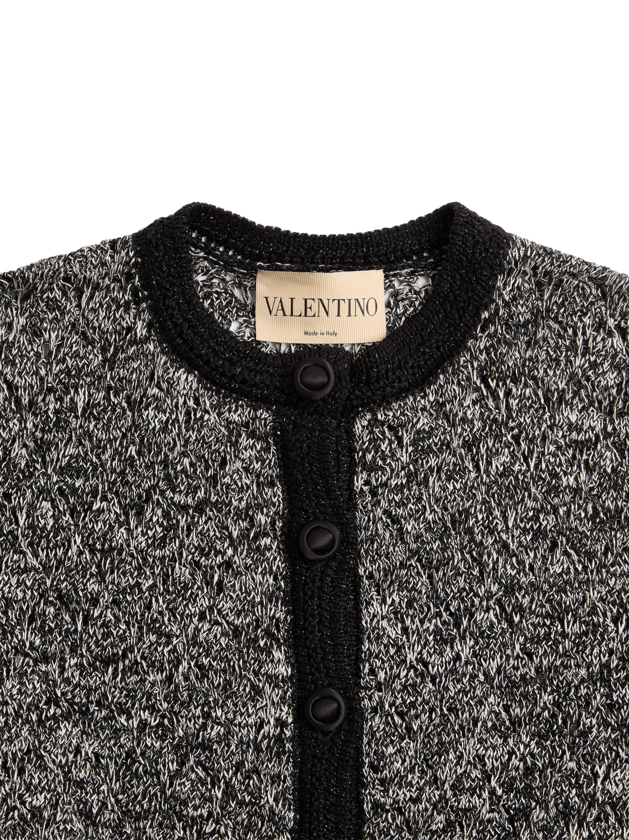 Valentino Garavani Women's Knitted Jacket in Linen and Lurex - Black | Thumbnail 7