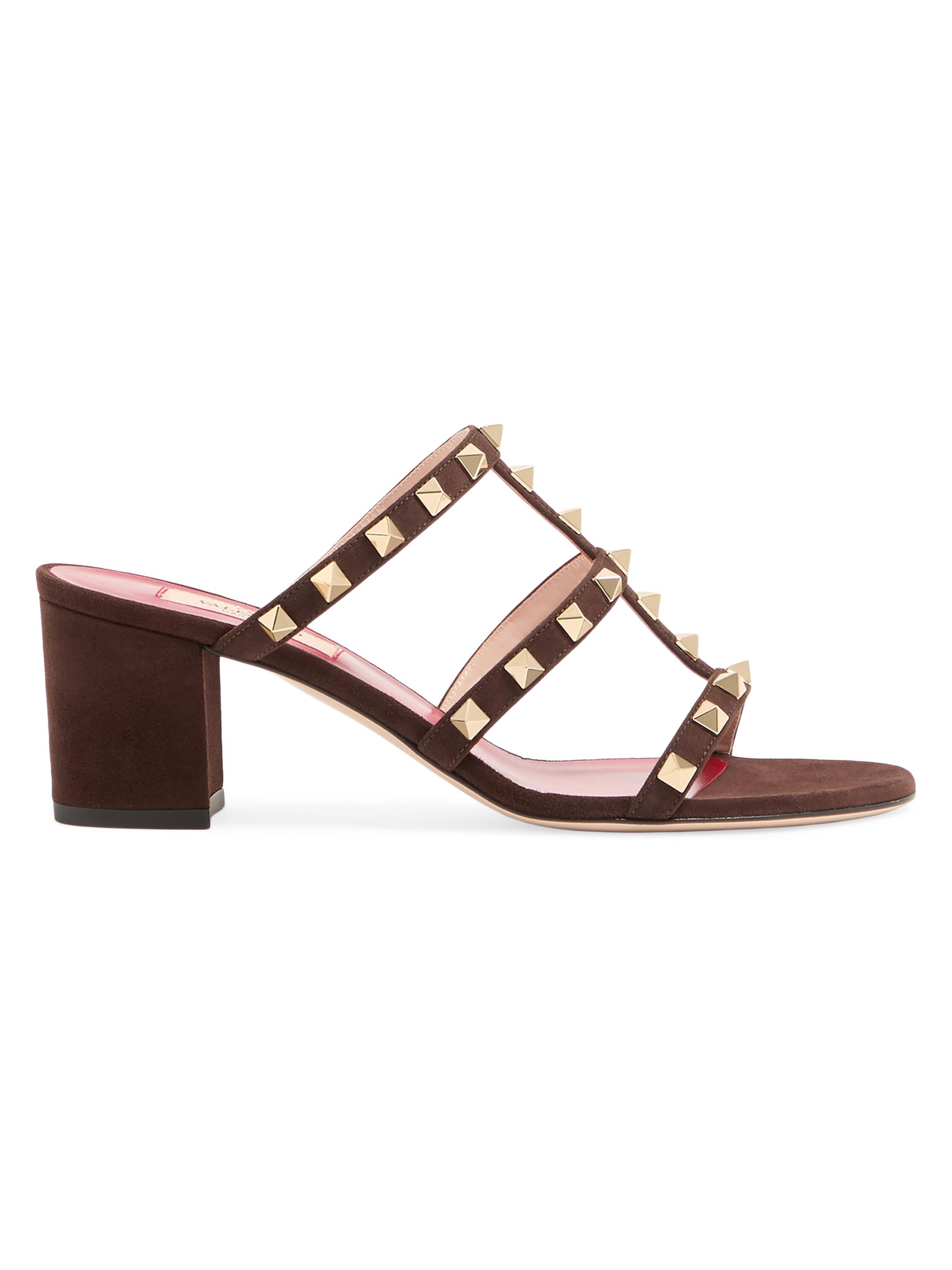 Valentino Garavani Rockstud Calfskin Leather Slide Sandals 60MM