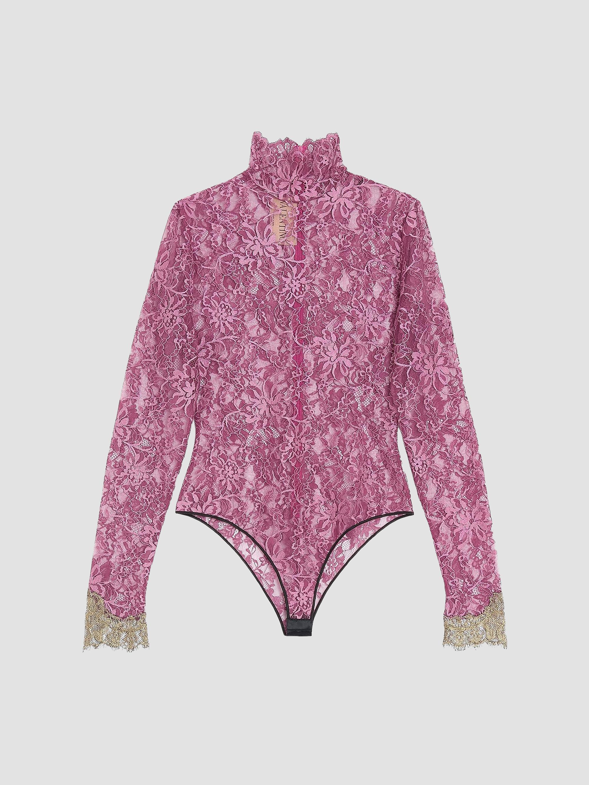 Valentino Garavani Women's Lace Bodysuit - Maroon | Thumbnail 3