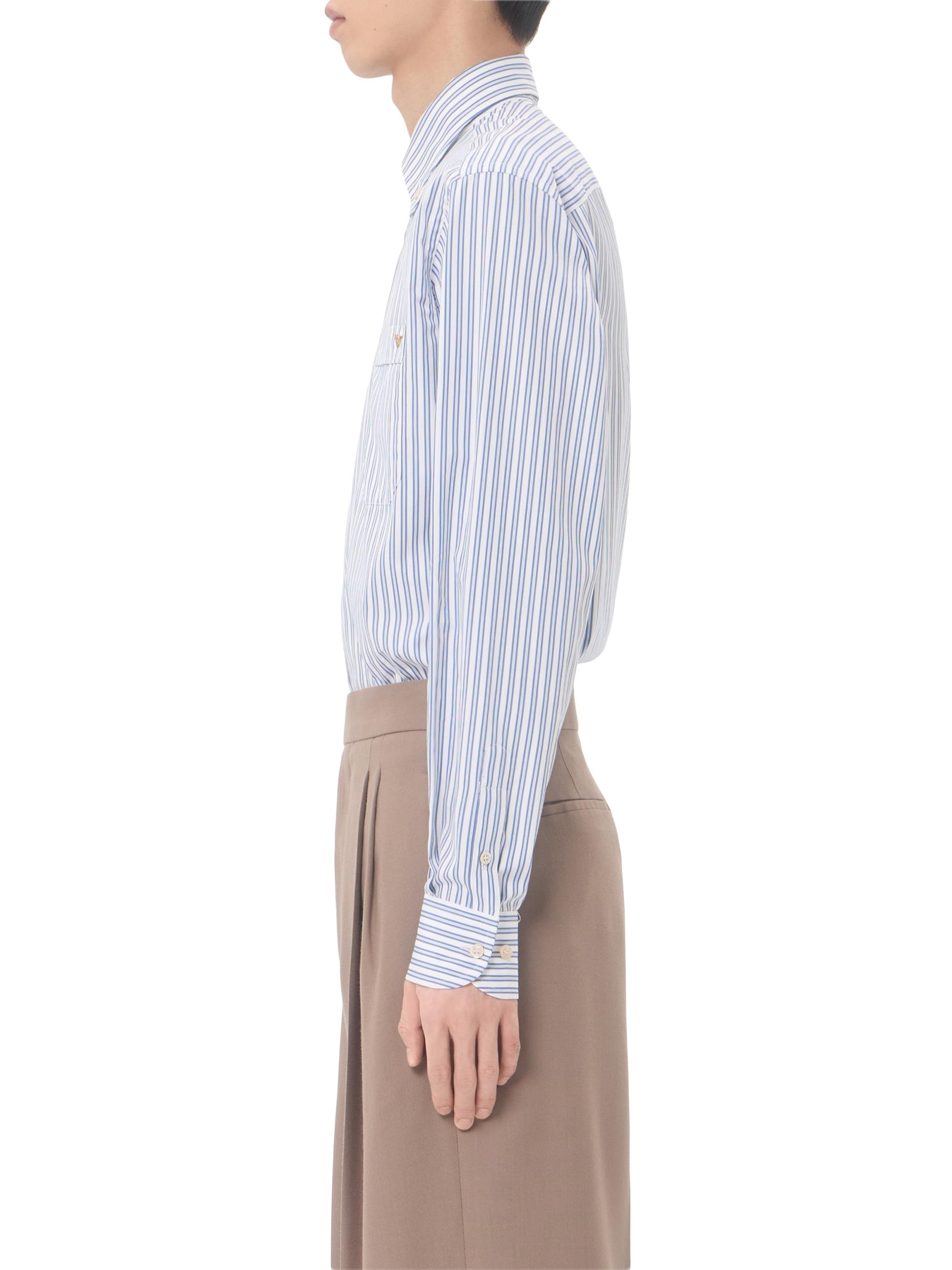 Valentino Garavani Men's Cotton Poplin Shirt with VGold Stripes -  Blue | Thumbnail 4