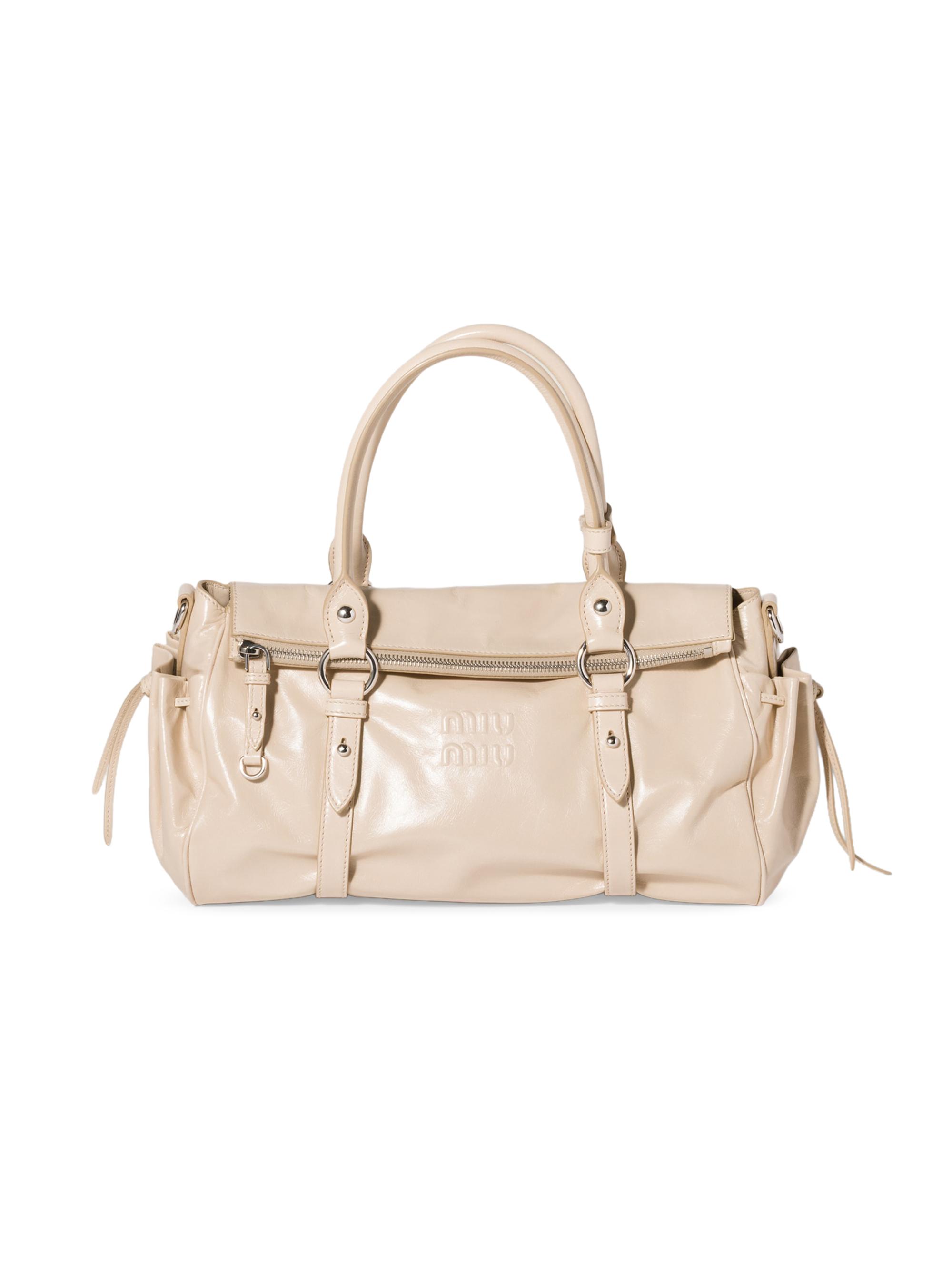 Miu Miu Women's Shiny Leather Top Handle Bag - Brown