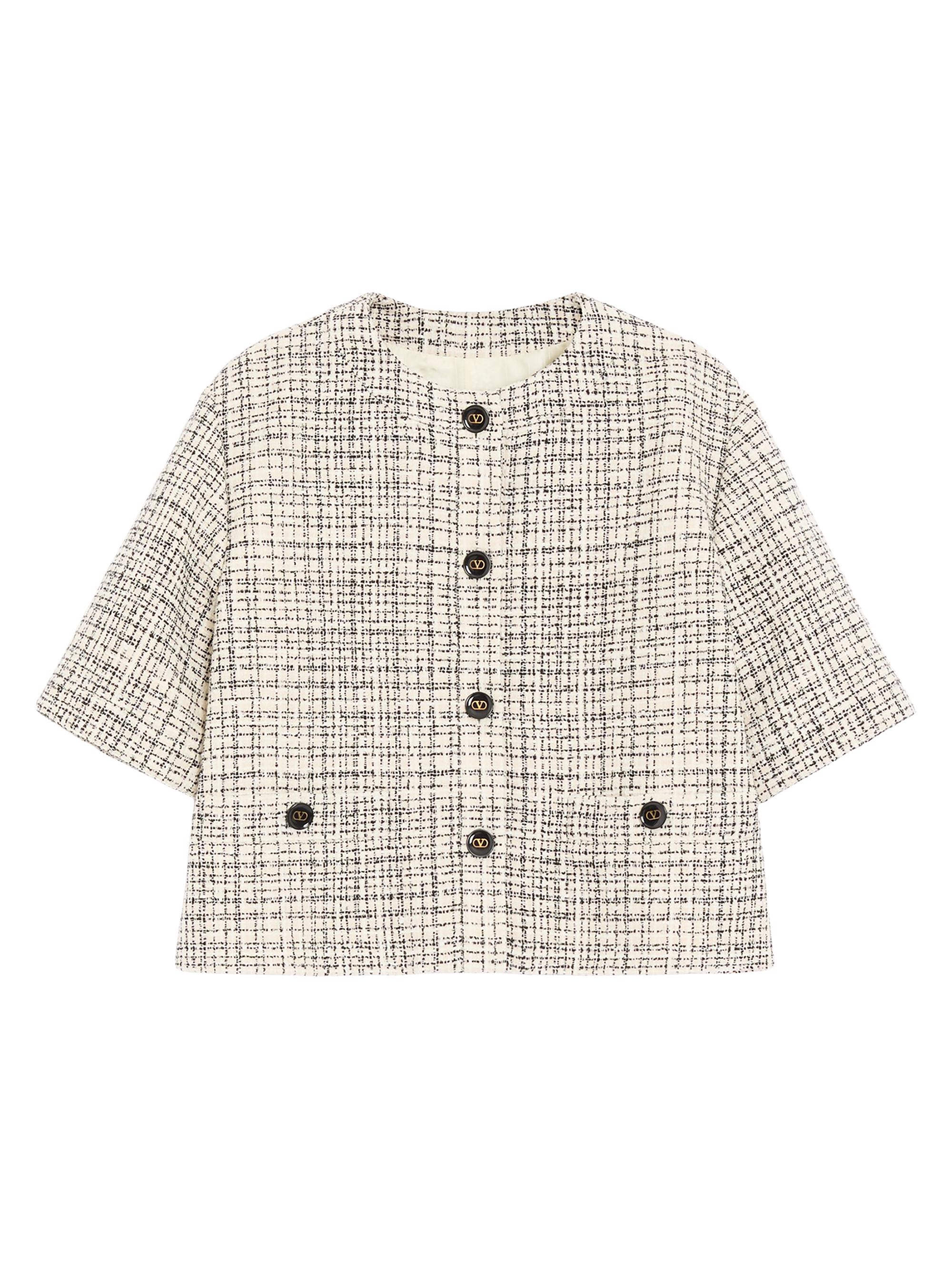 Valentino Garavani Women's Square Tweed Jacket - Vanilla Black