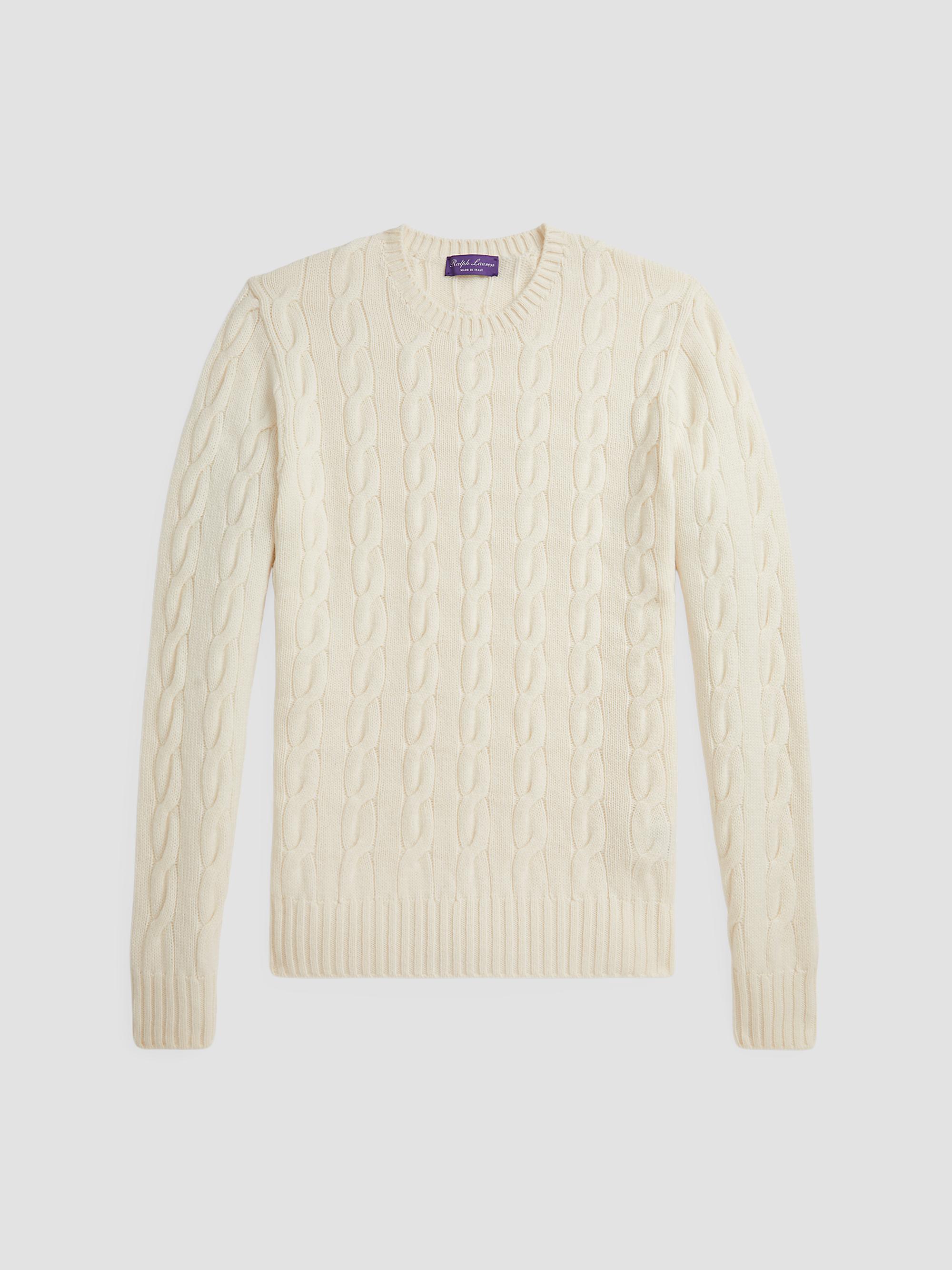 トップス RALPH LAUREN PURPLE LABEL CASHMERE KNIT Ralph Lauren Purple Label Cable-Knit Cashmere Crewneck Sweater