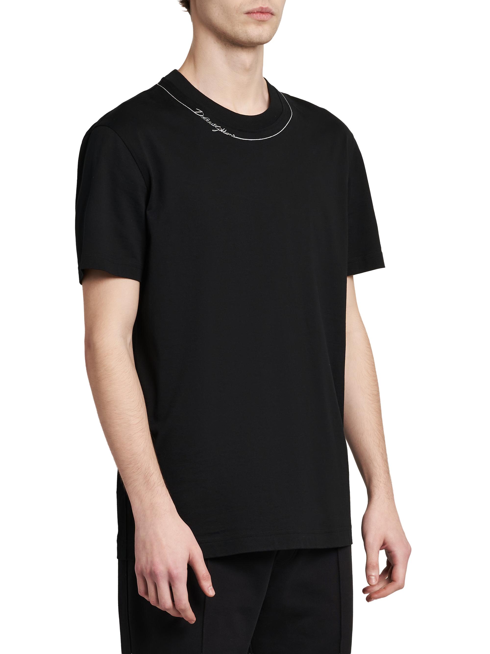 Dolce & Gabbana Men's Logo Cotton Crewneck T-Shirt - Nero | Thumbnail 4