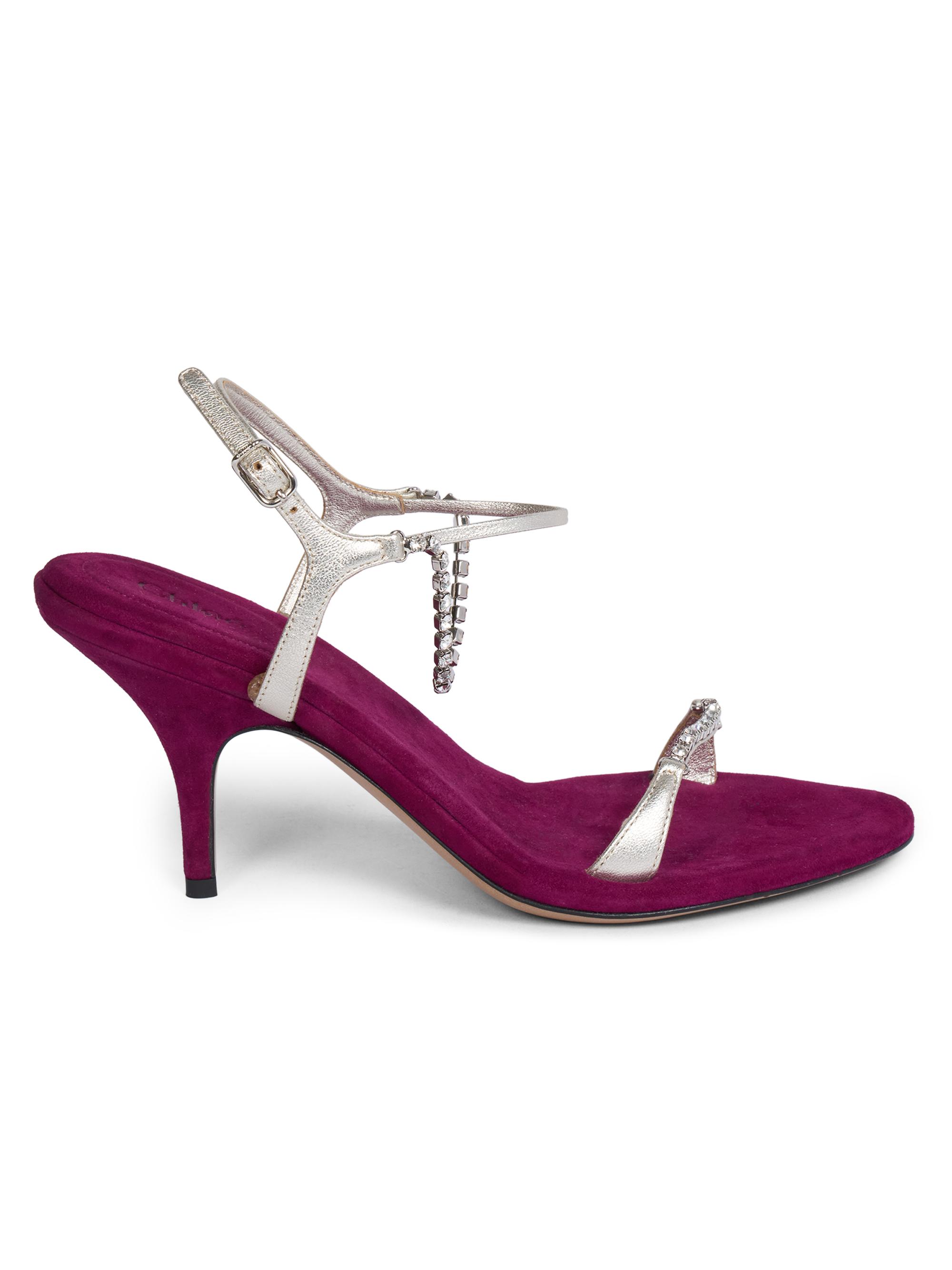 Chloé Women's Zia Crystal-Embellished Suede Stiletto Sandals - Wild Purple