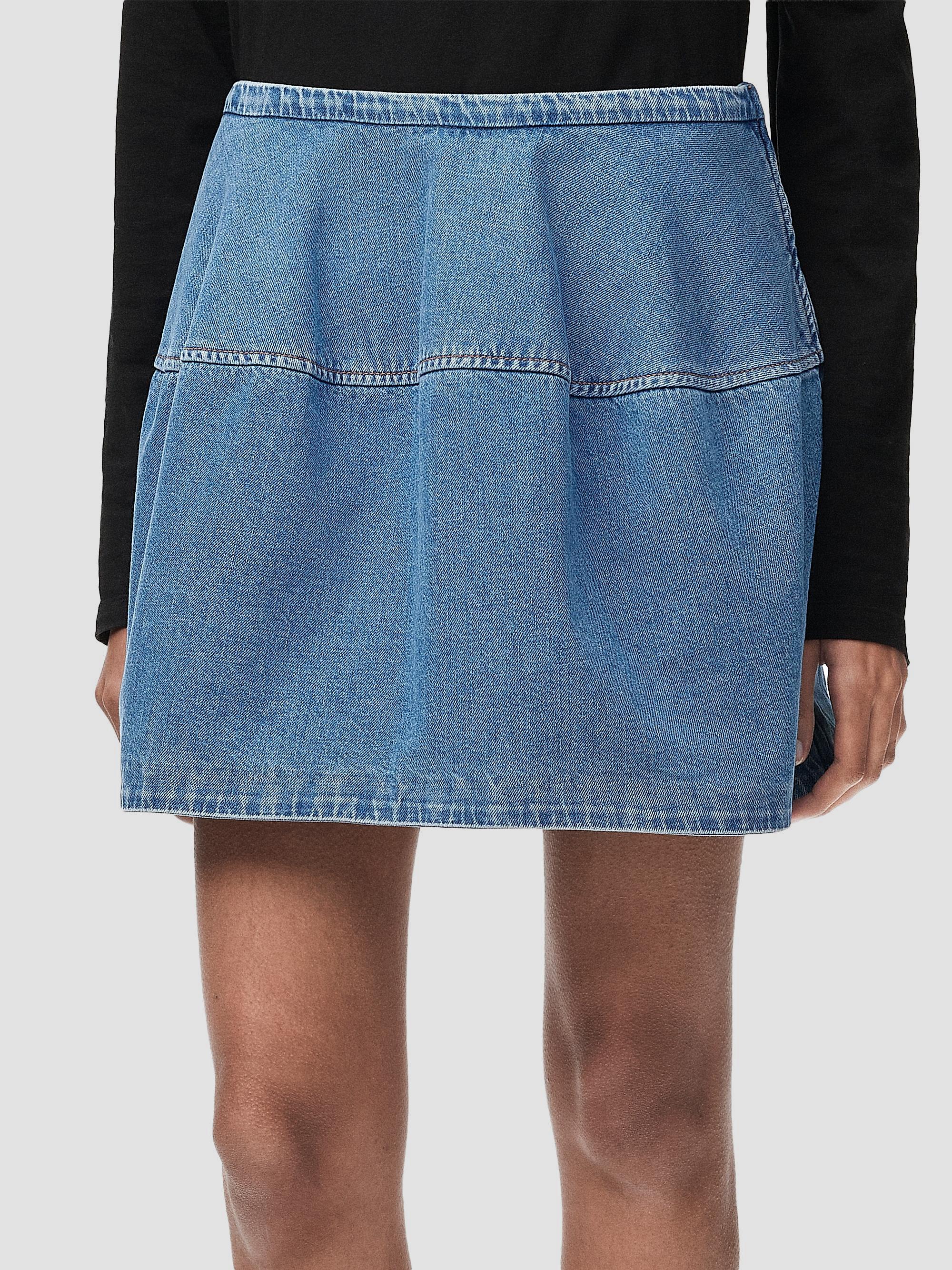 LOEWE Women's Paneled Denim Mini Skirt - Light Blue | Thumbnail 3