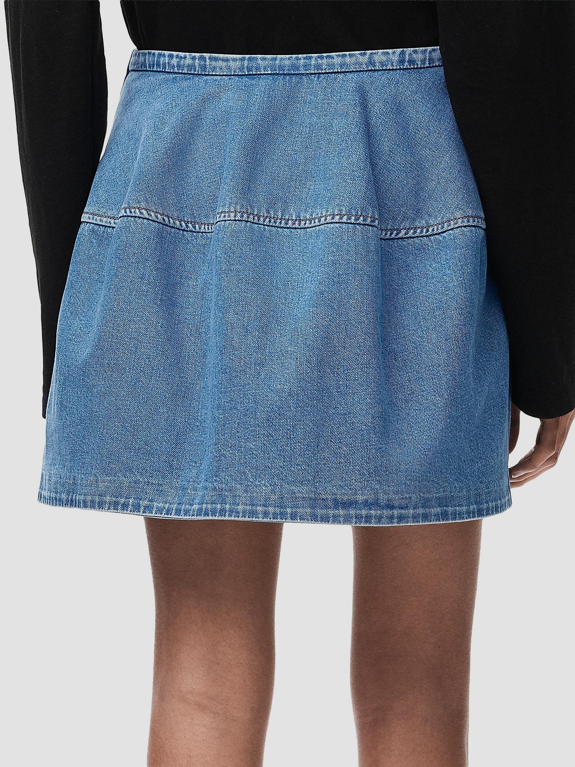 LOEWE Women's Paneled Denim Mini Skirt - Light Blue | Thumbnail 4