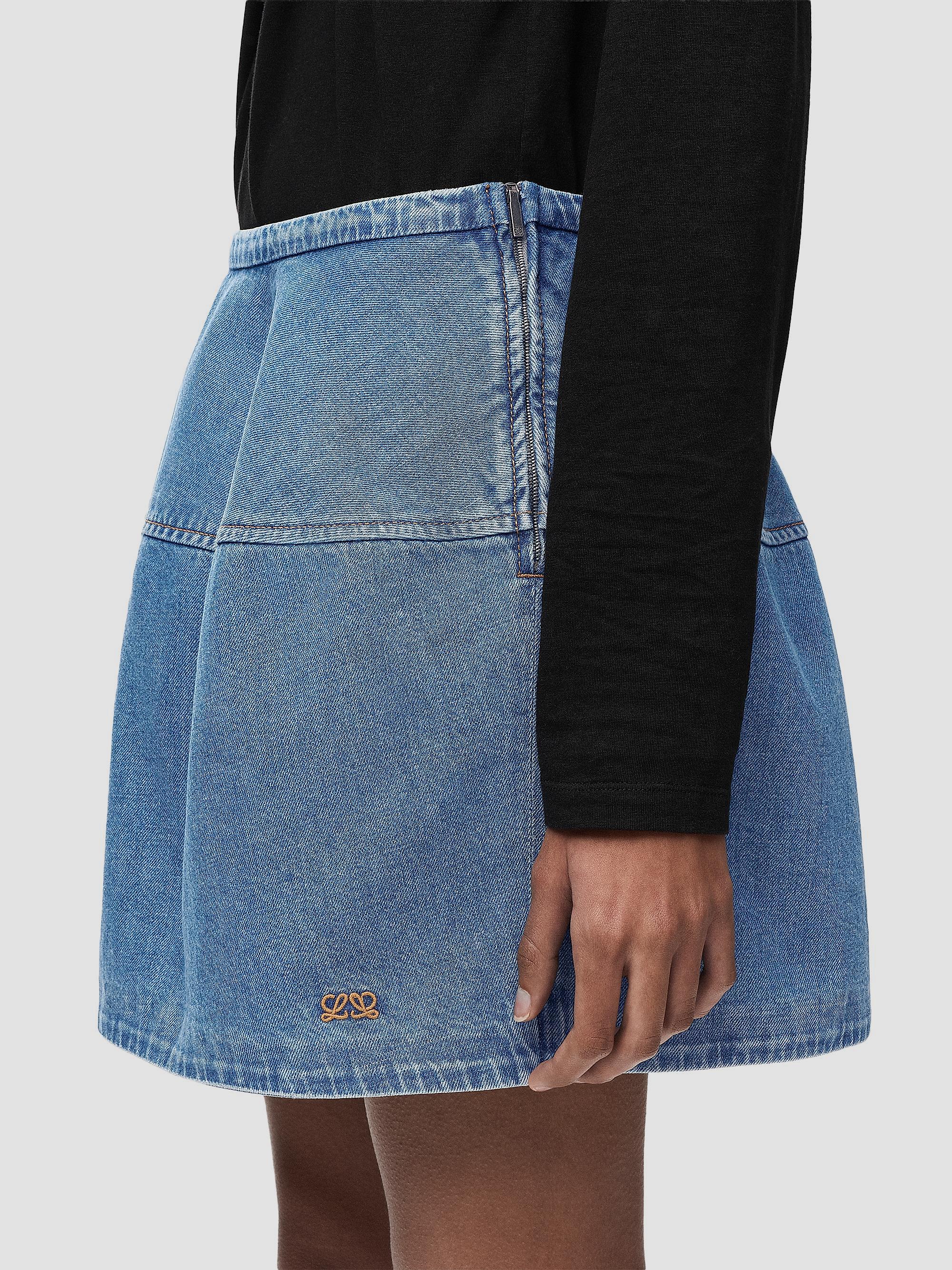 LOEWE Women's Paneled Denim Mini Skirt - Light Blue | Thumbnail 5