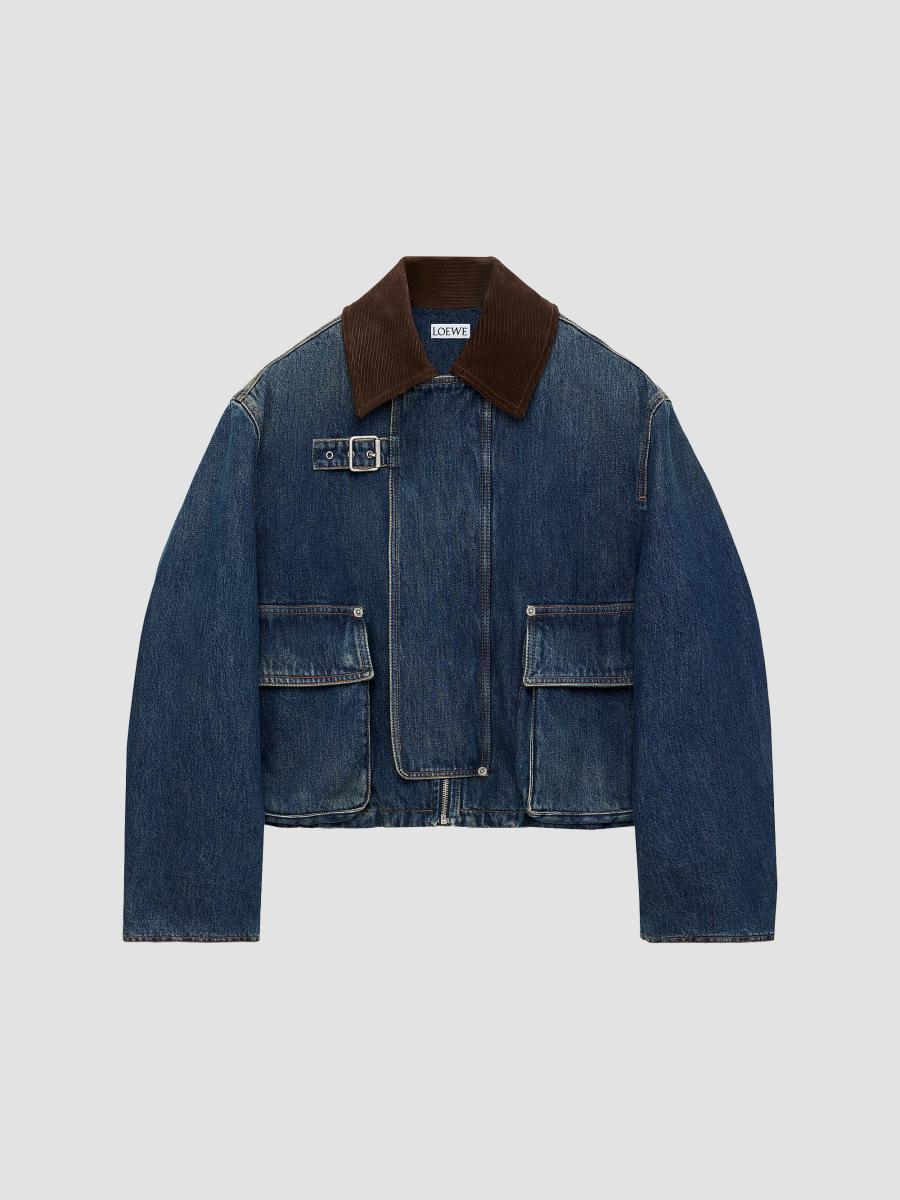 LOEWE Cotton Denim Short Parka | Saks Fifth Avenue