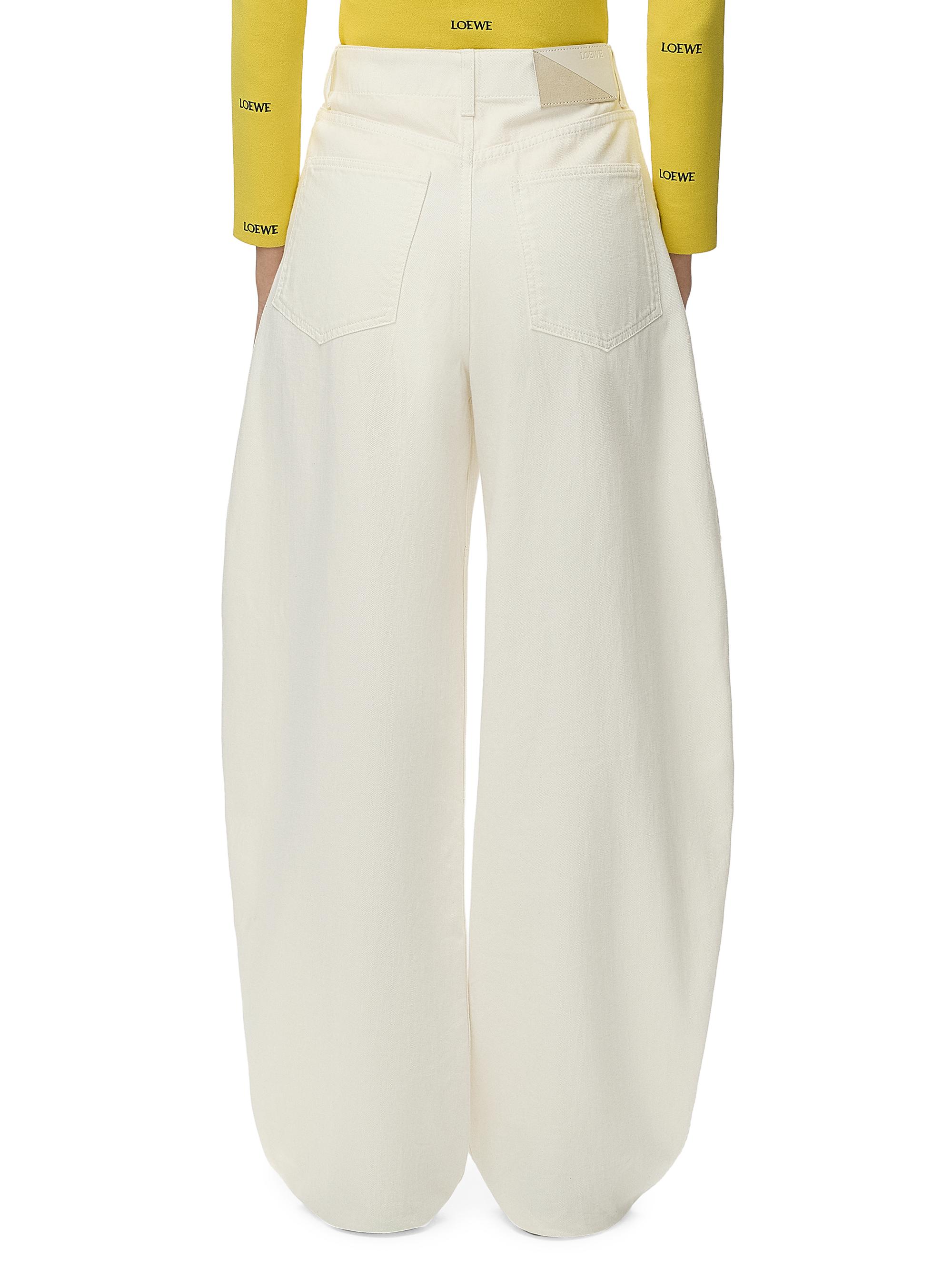 LOEWE Women's Cotton Wide-Leg Jeans - White | Thumbnail 4