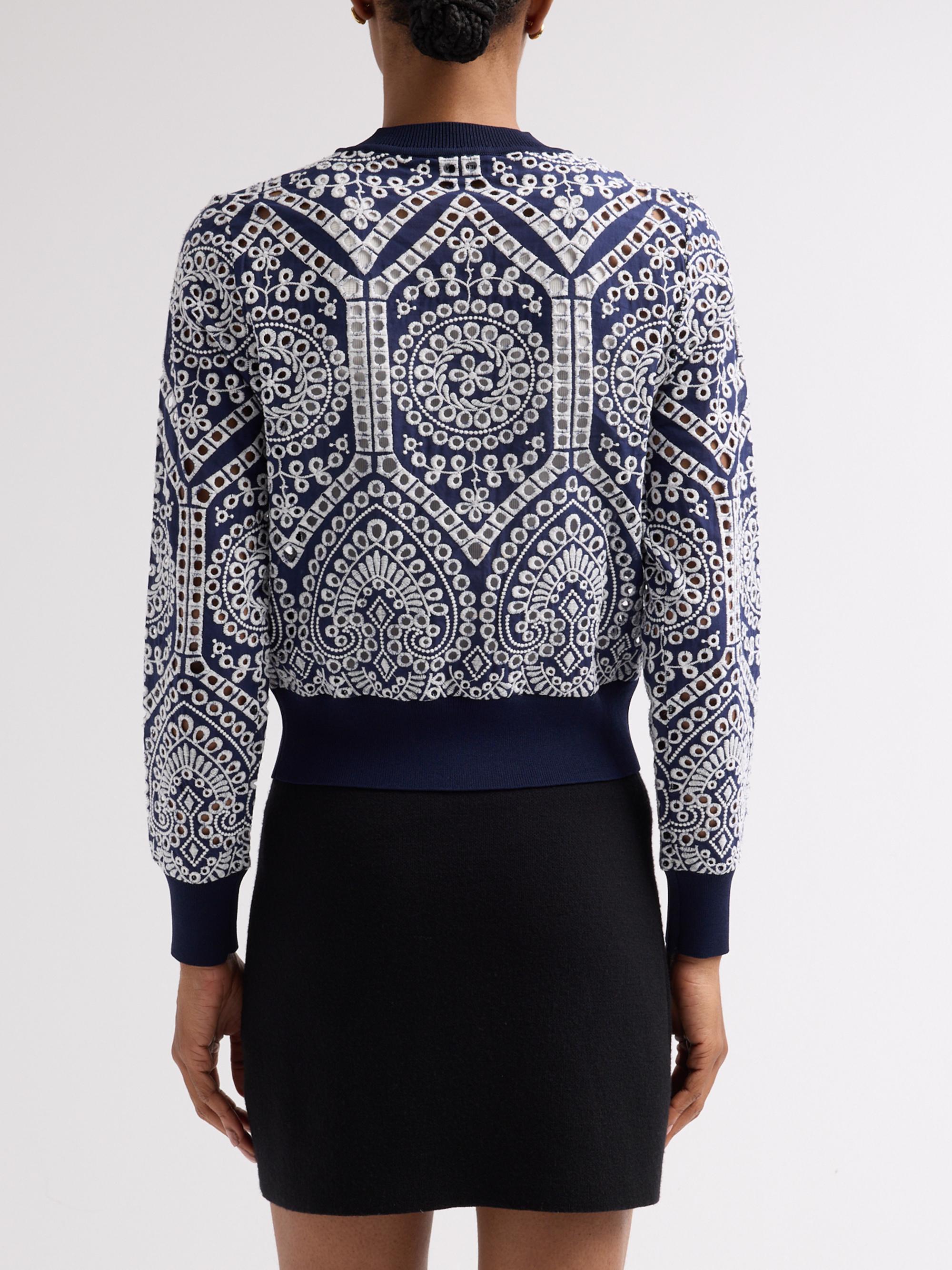 Generation Love Women's Erin Cotton Eyelet Cardigan - Navy White | Thumbnail 3