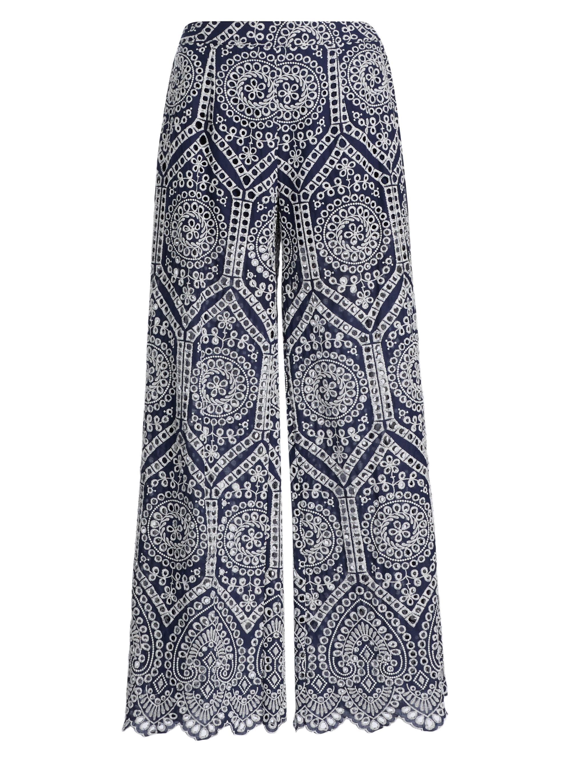 Generation Love Women's Fifi Eyelet Cotton Wide-Leg Pants - Navy White
