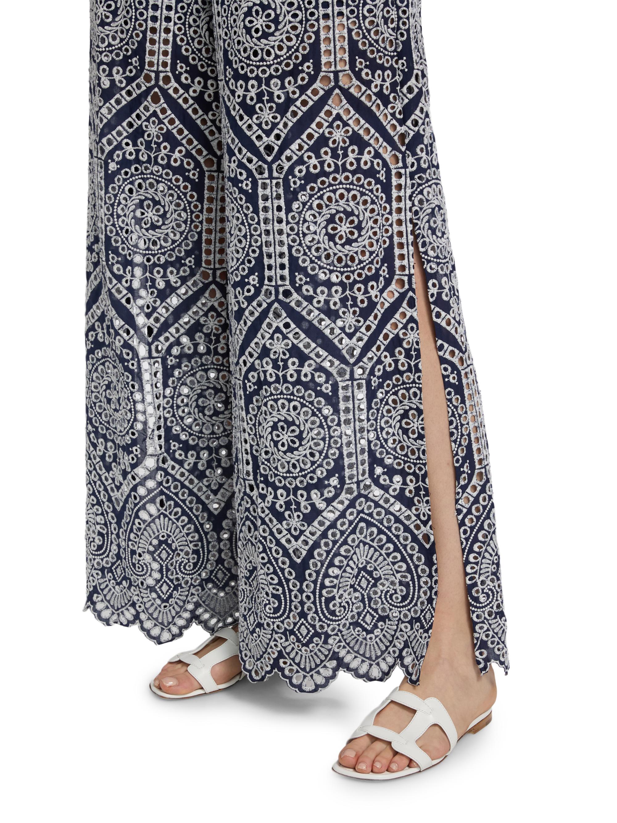 Generation Love Women's Fifi Eyelet Cotton Wide-Leg Pants - Navy White | Thumbnail 6