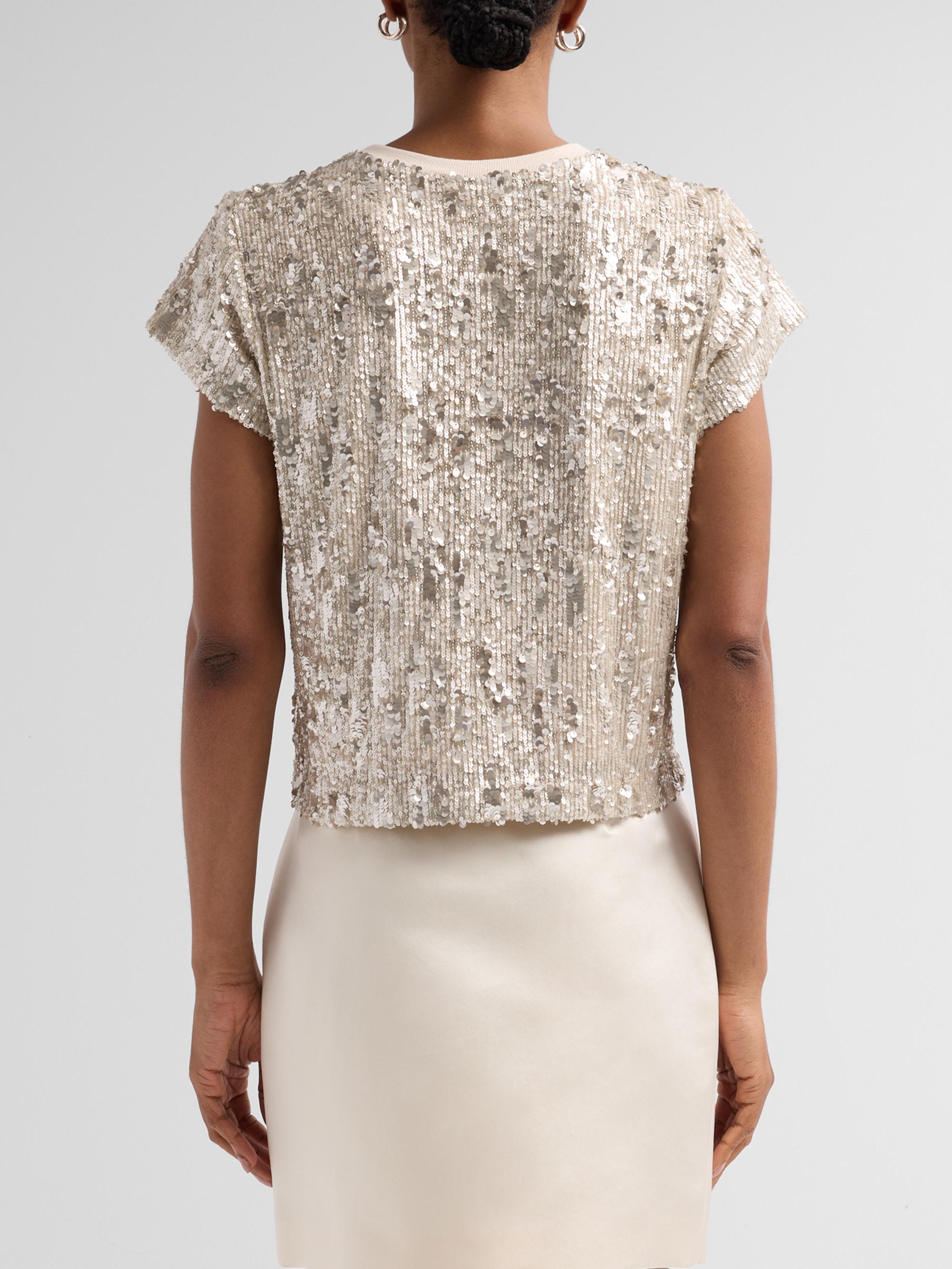Generation Love Women's Kai Mixed Sequined Top - Silvery Champagne | Thumbnail 3