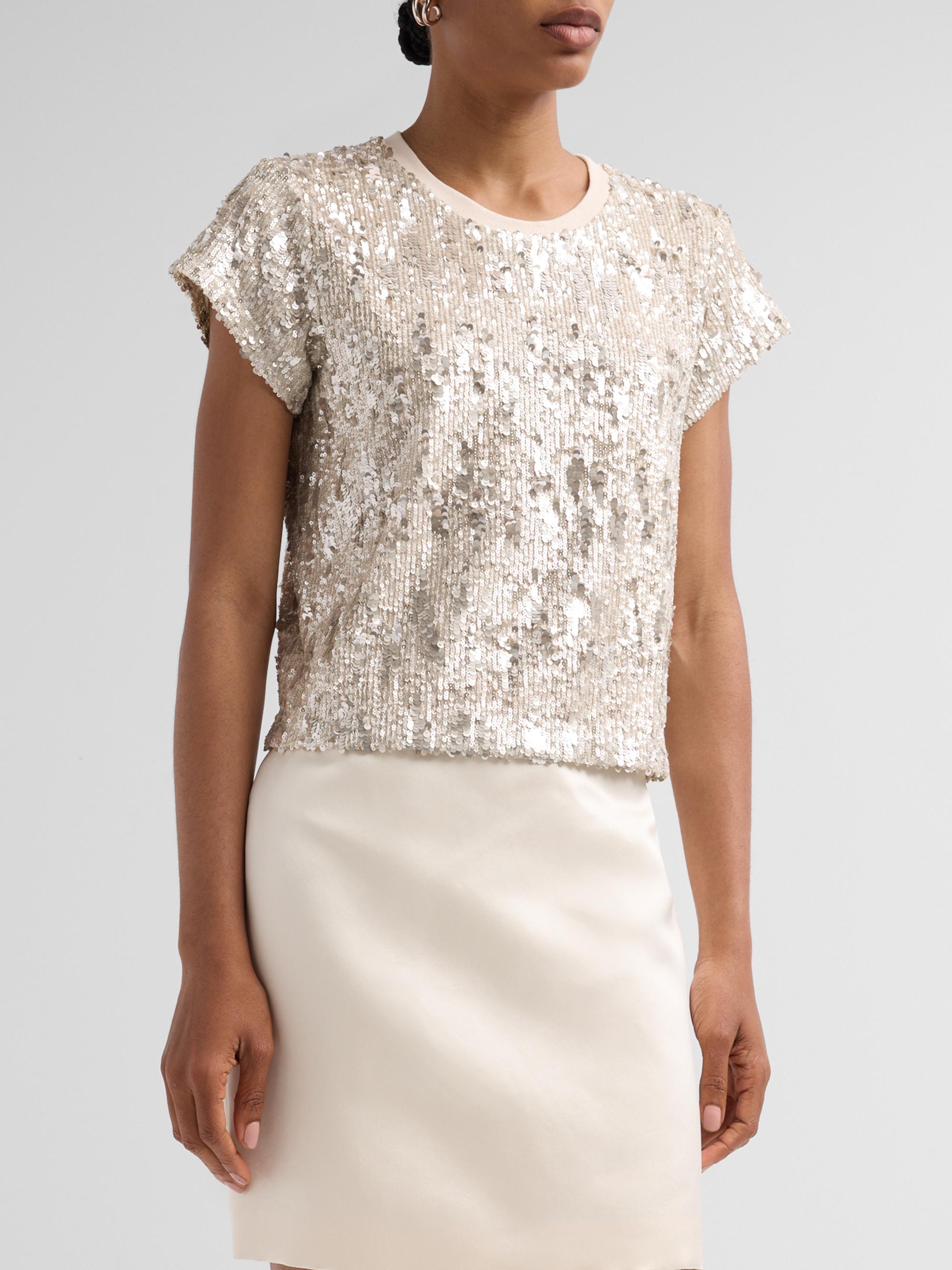 Generation Love Women's Kai Mixed Sequined Top - Silvery Champagne | Thumbnail 4
