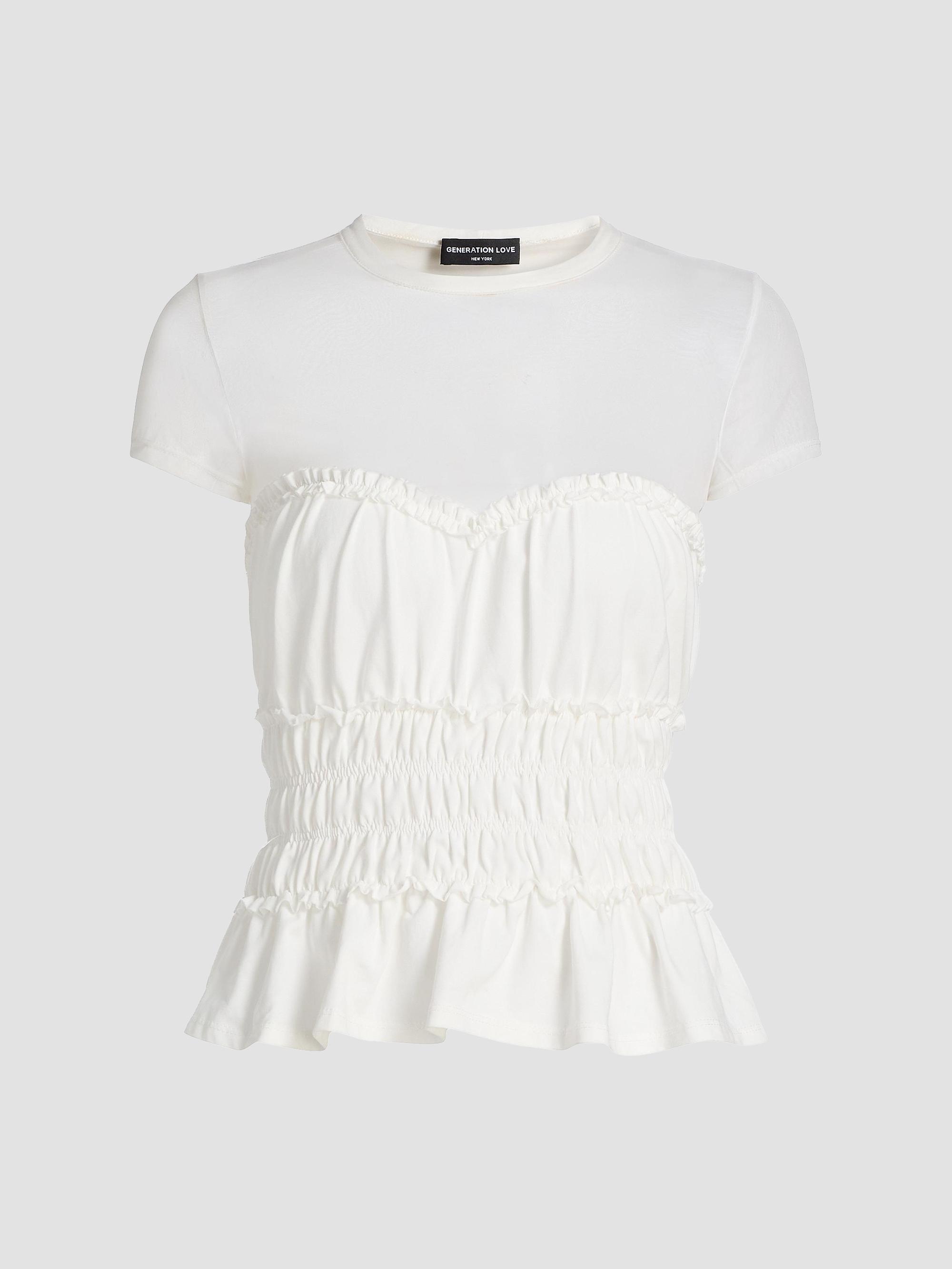 Generation Love Sigrid Mesh-Trim Peplum Top | Saks Fifth Avenue