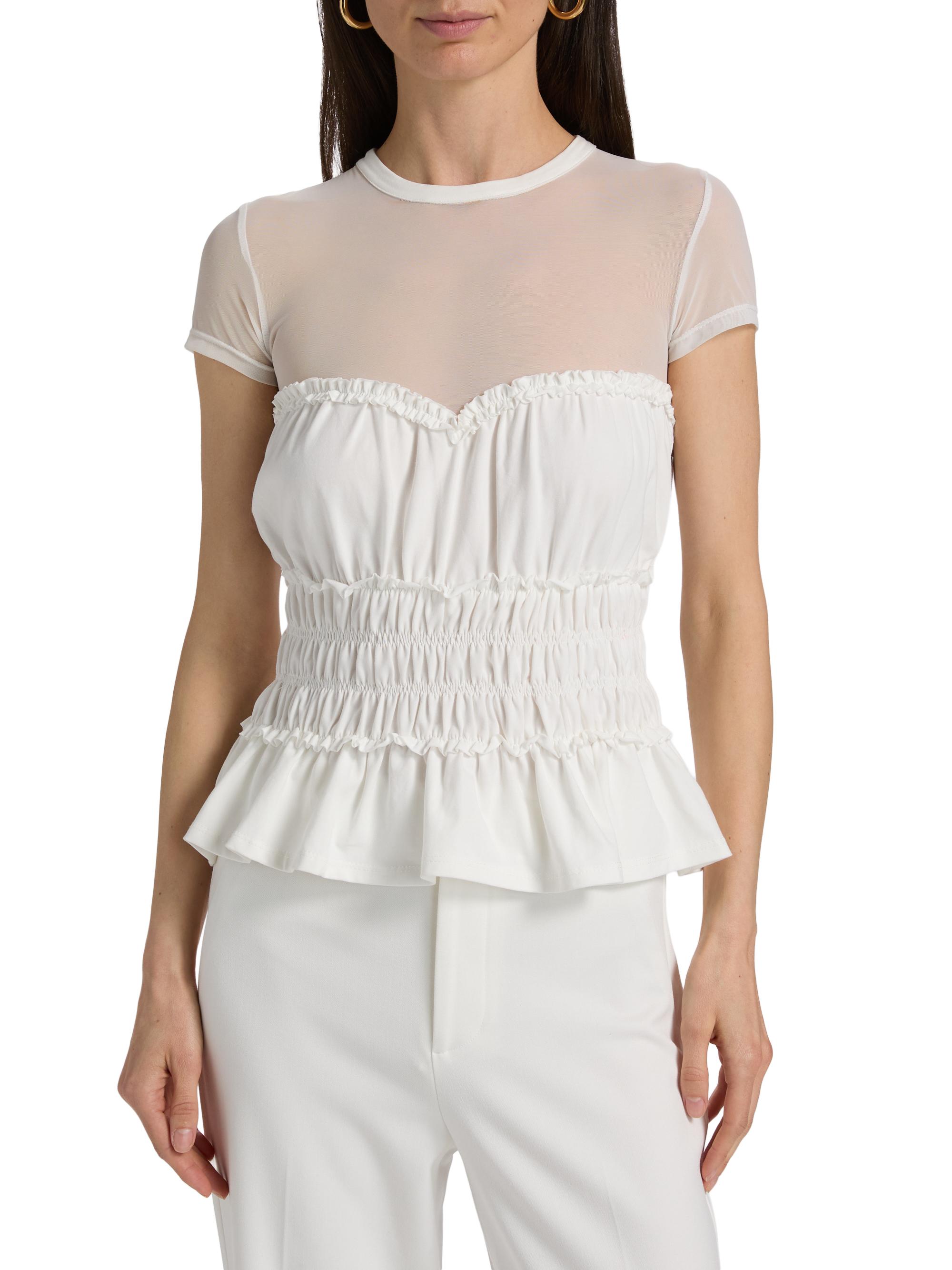Generation Love Sigrid Mesh-Trim Peplum Top | Saks Fifth Avenue