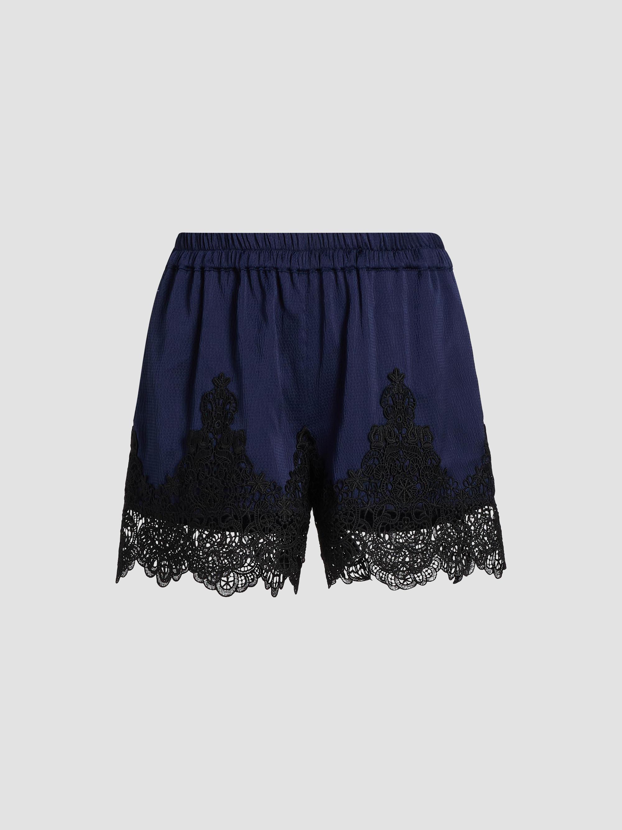 L'AGENCE Joy Lace-Trimmed Silk Shorts | Saks Fifth Avenue