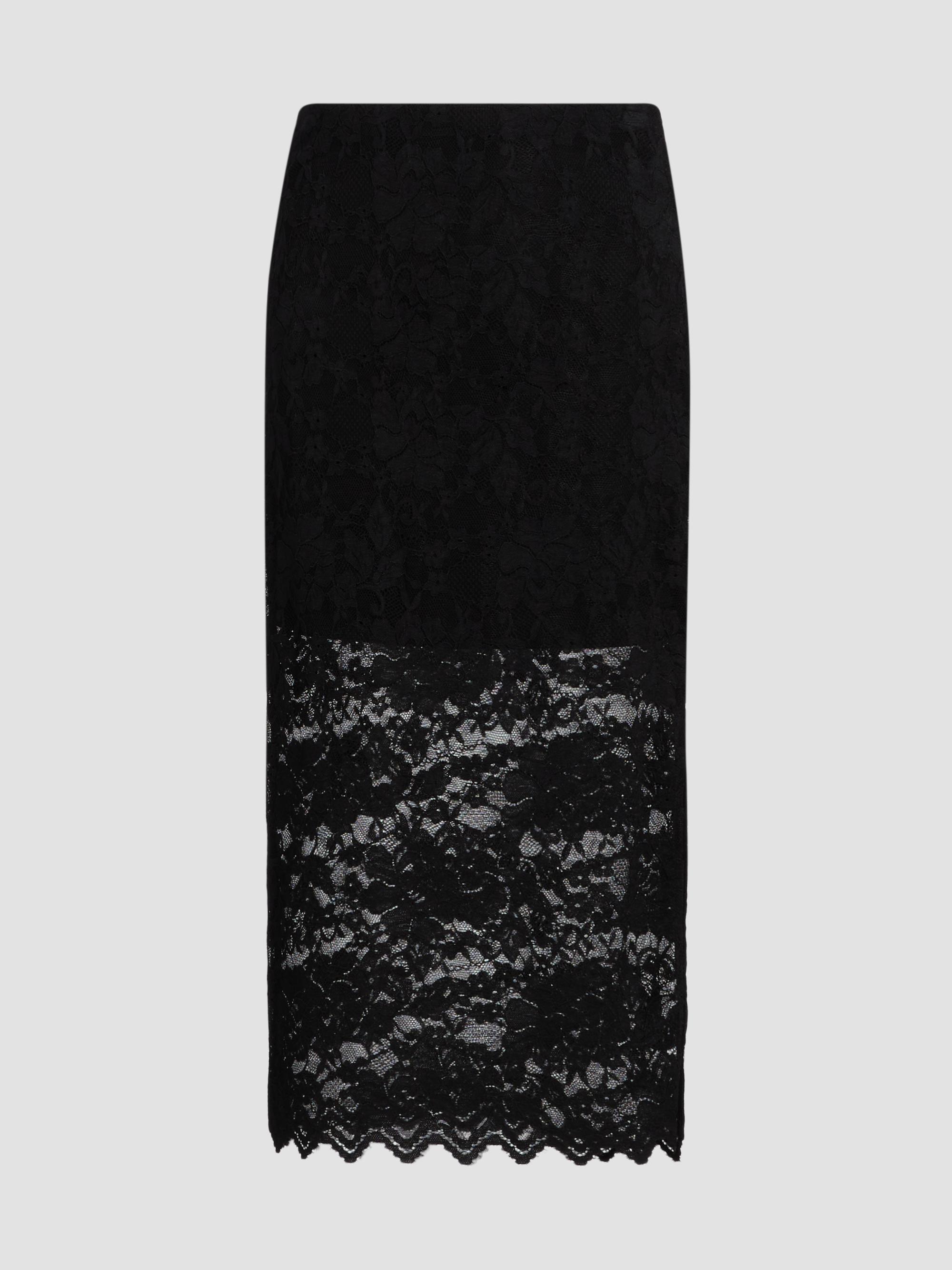 Generation Love Women's Kiera Laced Sheath Midi-Skirt - Black