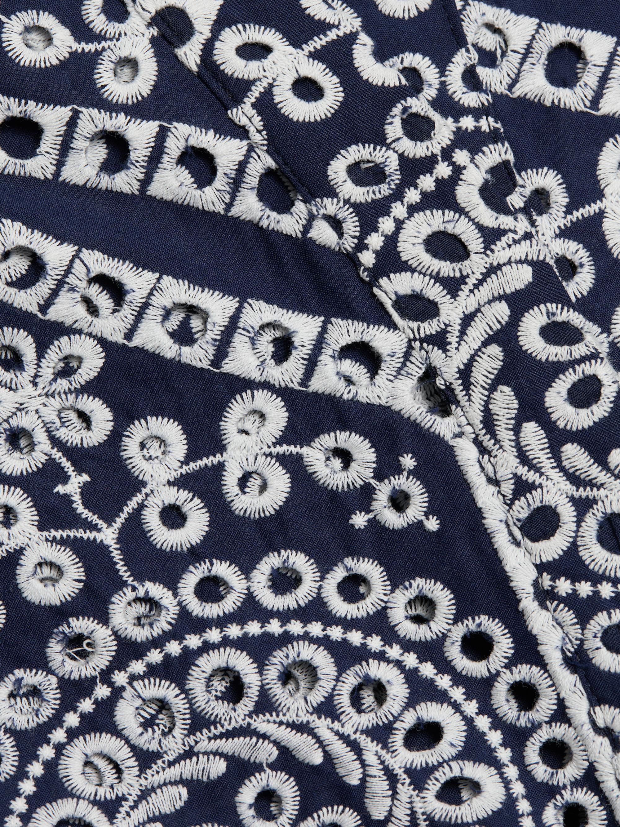 Generation Love Women's Romy Eyelet-Embroidered Cotton Shirt - Navy White | Thumbnail 7