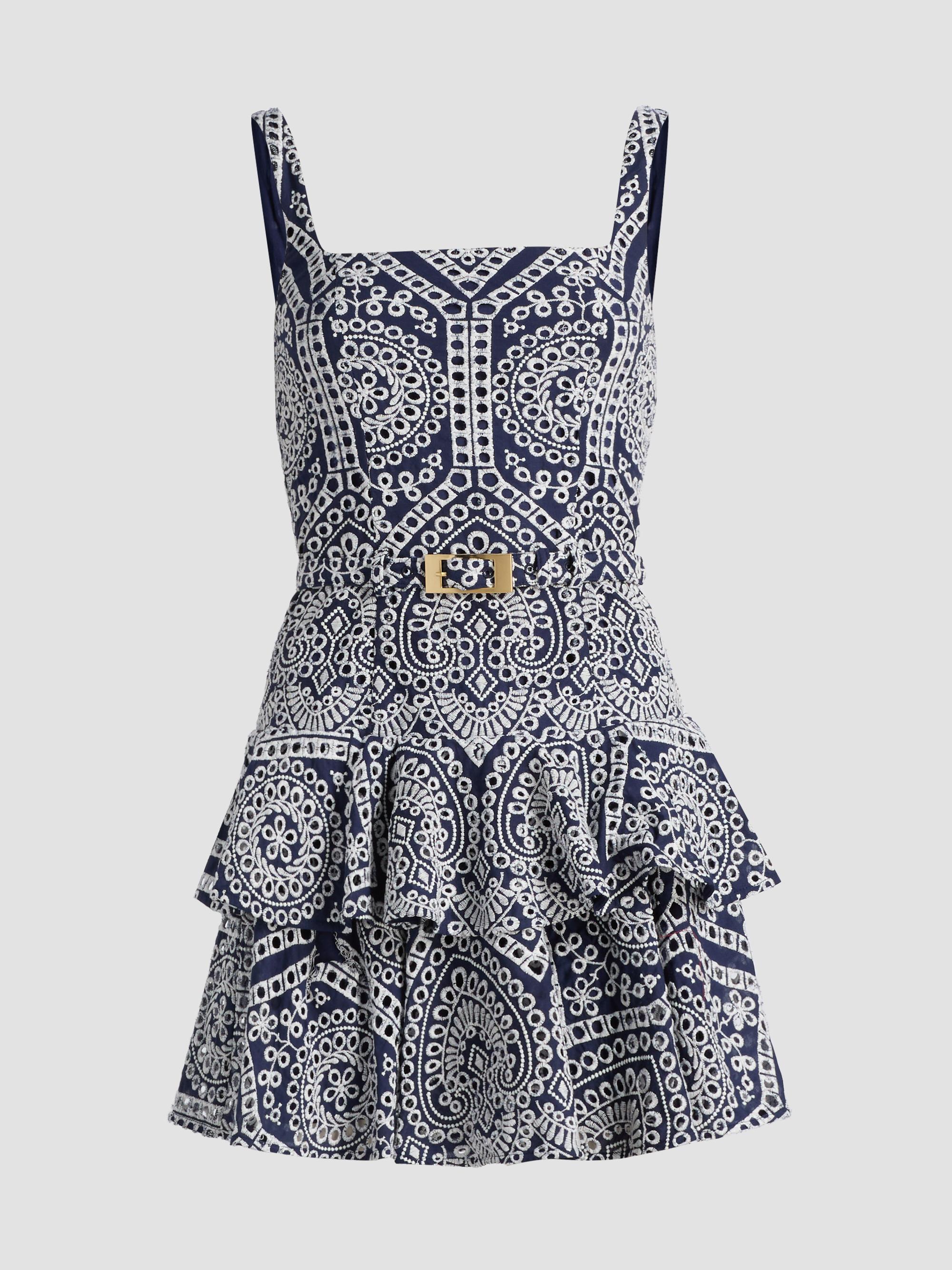 Generation Love Women's Lisette Eyelet-Embroidered Cotton Mini Dress - Navy White