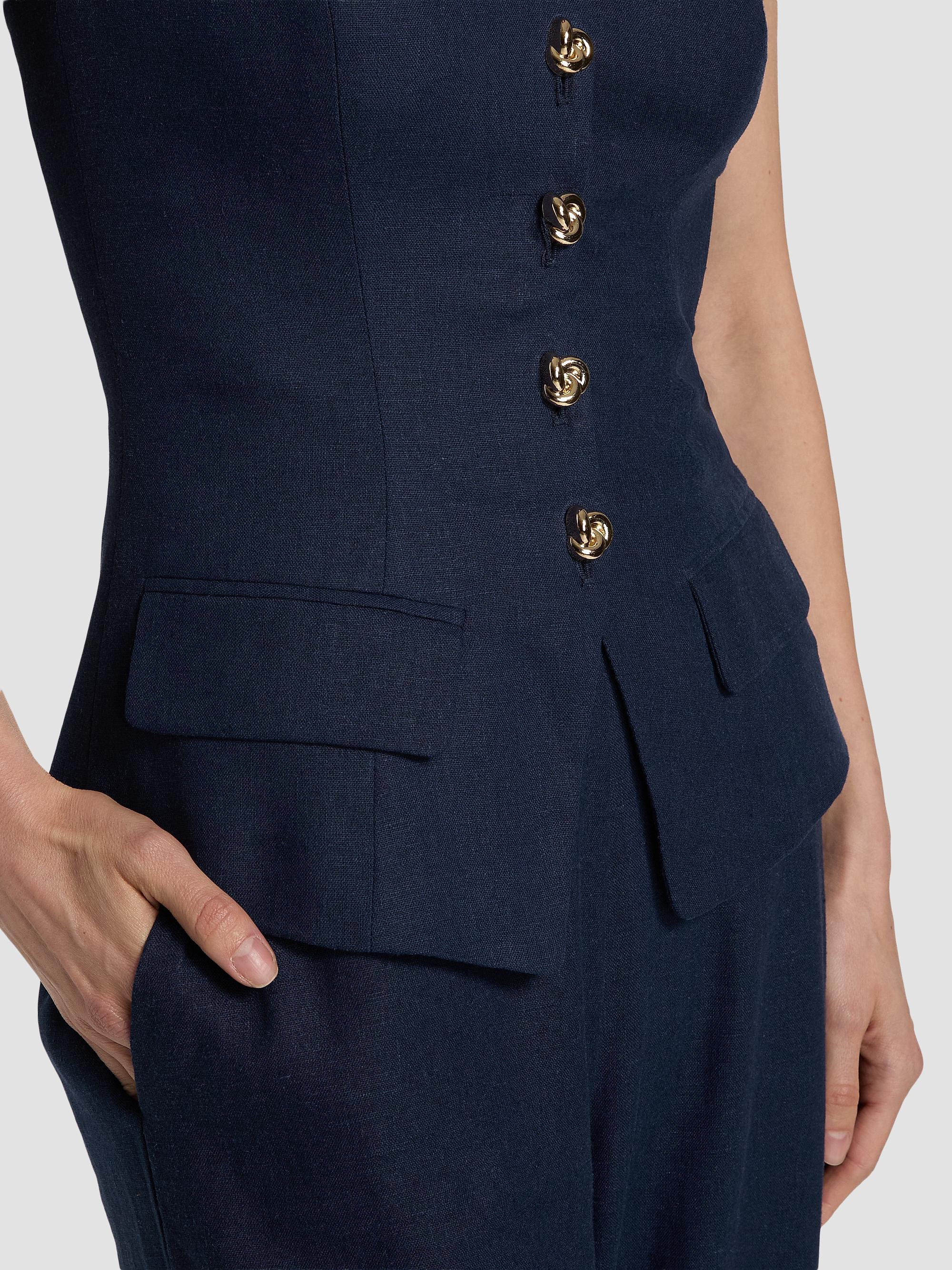 Generation Love Women's Quinn Linen-Blend Bustier Top - French Navy | Thumbnail 6