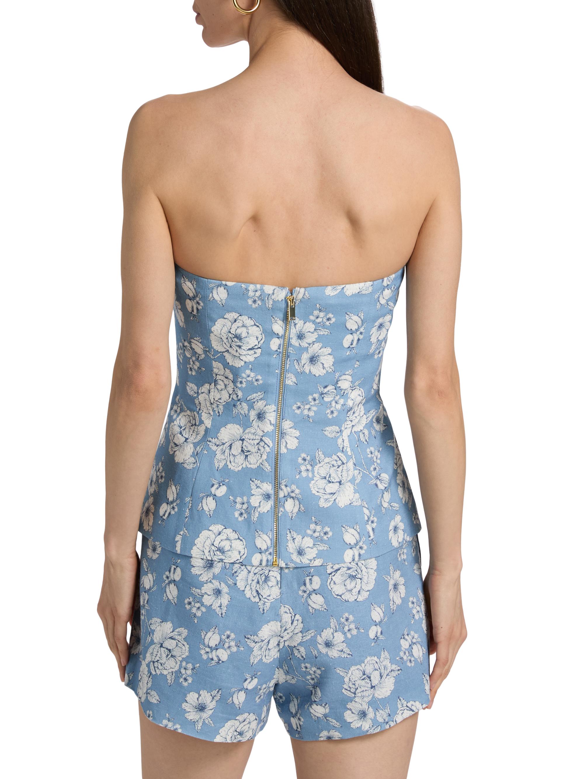 Generation Love Women's Quinn Floral Linen Bustier - Heritage Toile White | Thumbnail 5