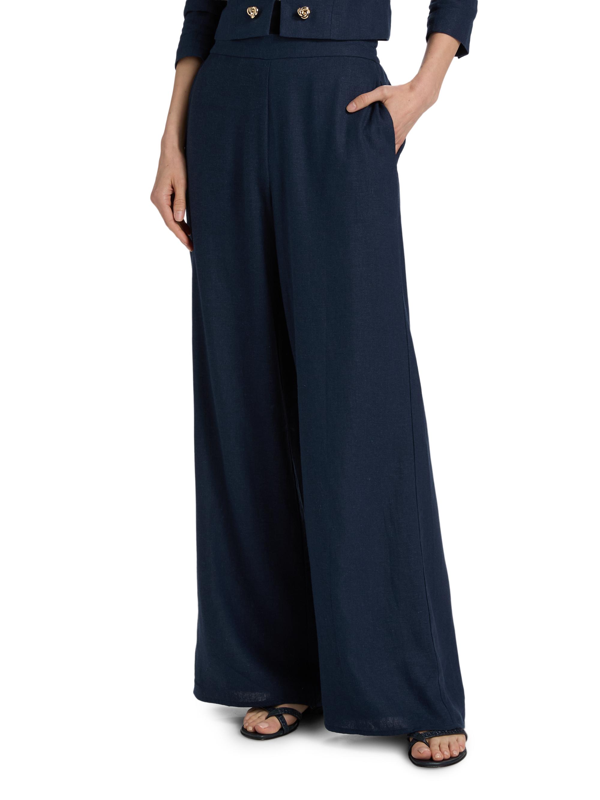 Generation Love Women's Kelela Linen Wide-Leg Pants - French Navy | Thumbnail 3